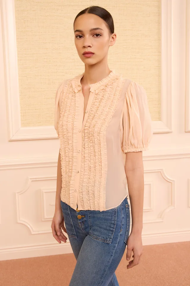 Ulla Johnson Adira Blouse Rose Blush Soie Ample