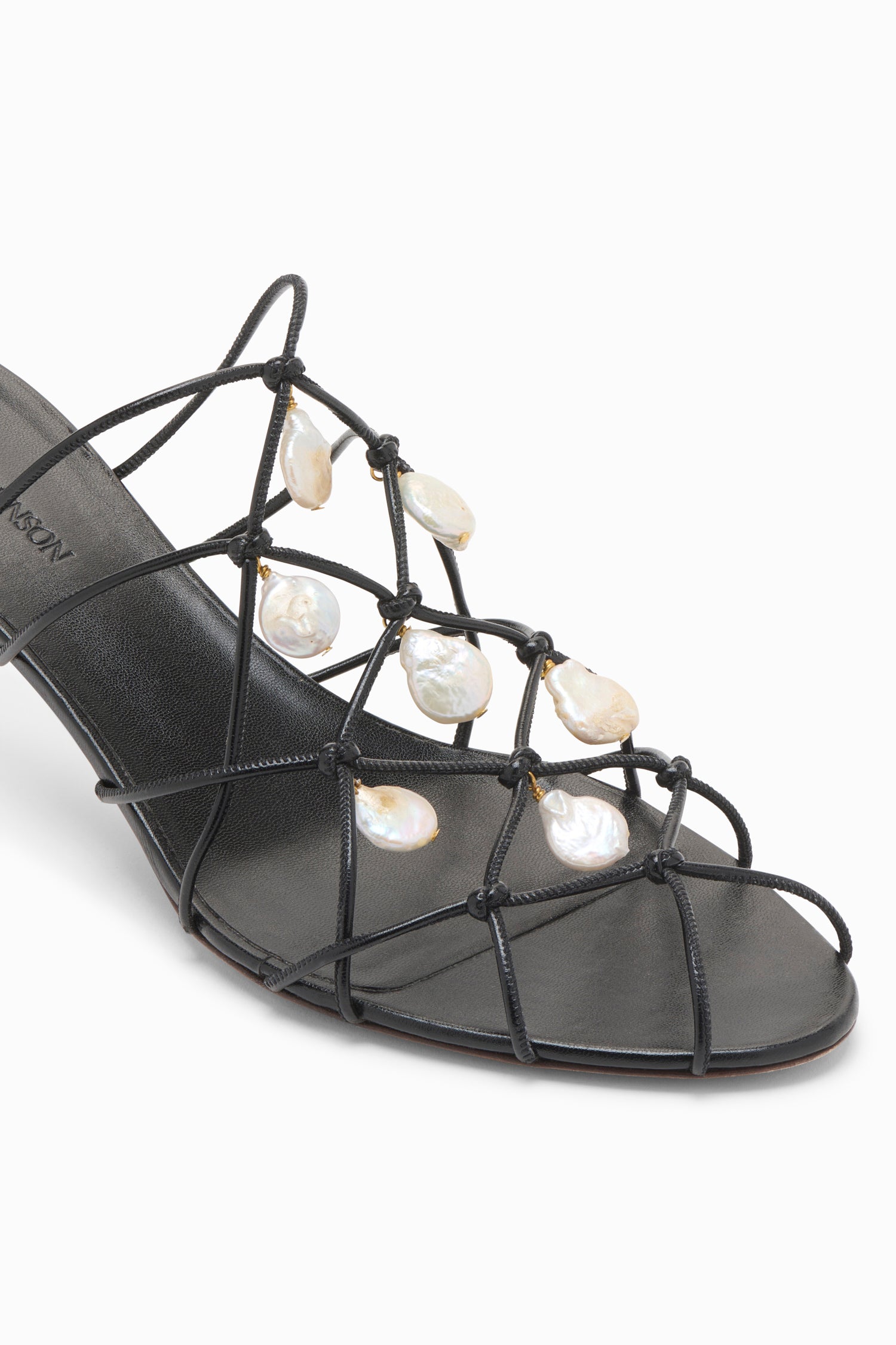 Ulla Johnson Colette sandale talon kitten Noir perles 50 mm