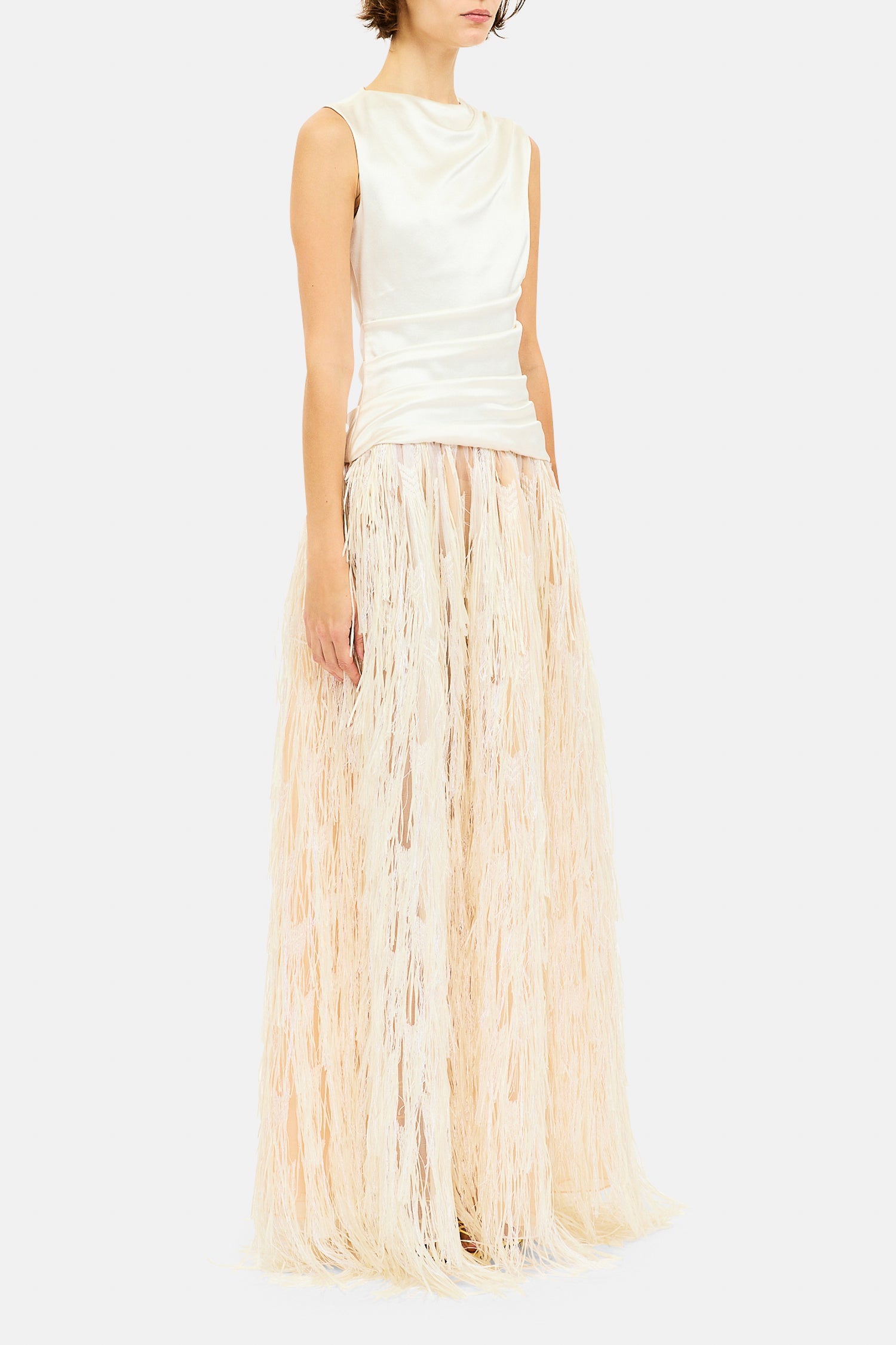 Ulla Johnson Giselle robe longue ecru franges