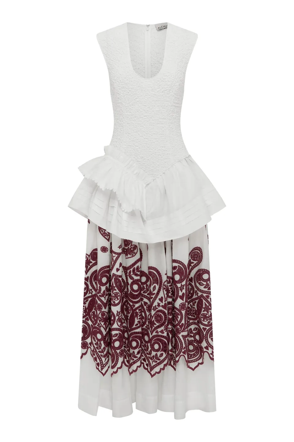 Alemais Bobby robe midi coton brodée col V