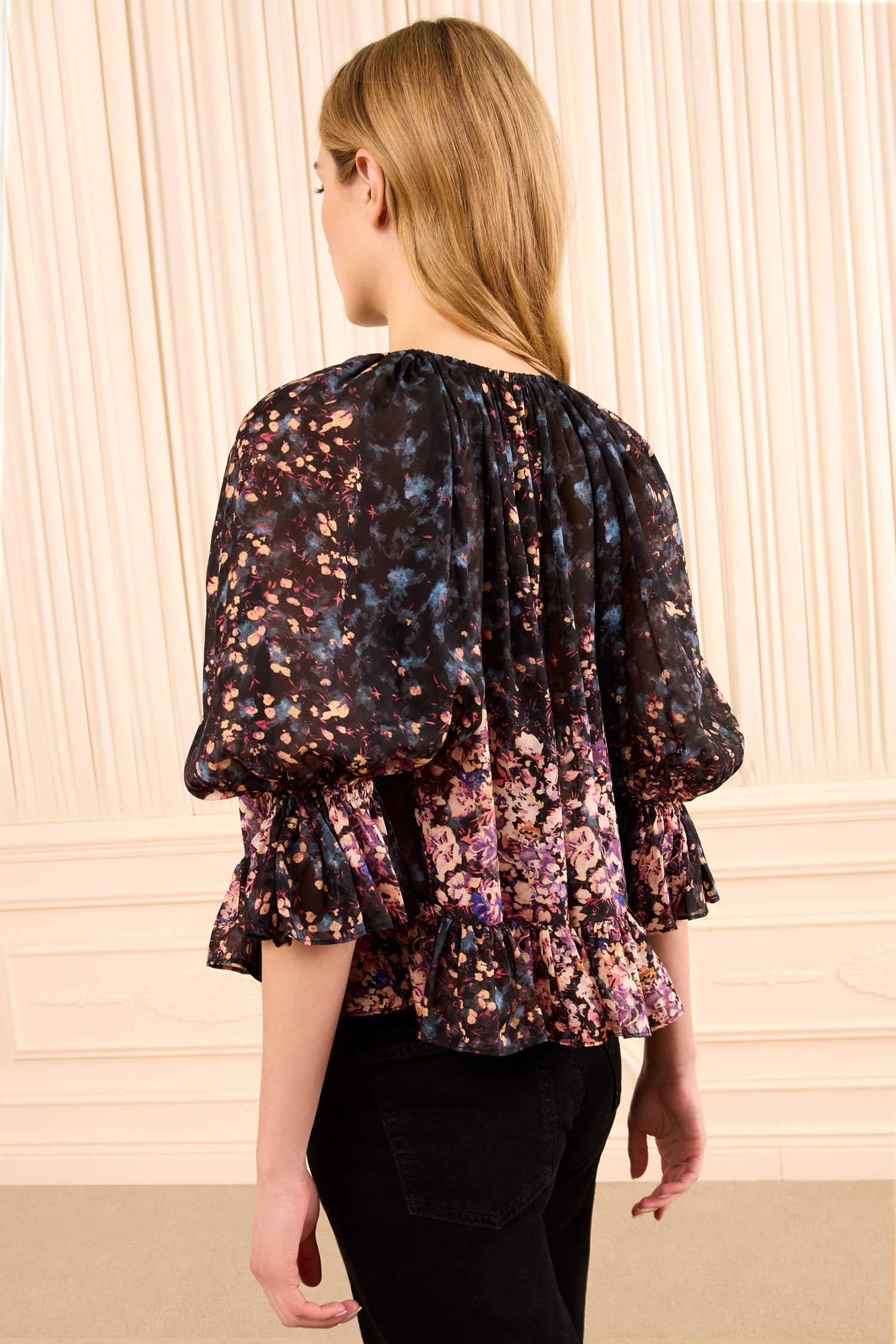 Ulla Johnson Elise blouse soie Eclipse manches courtes