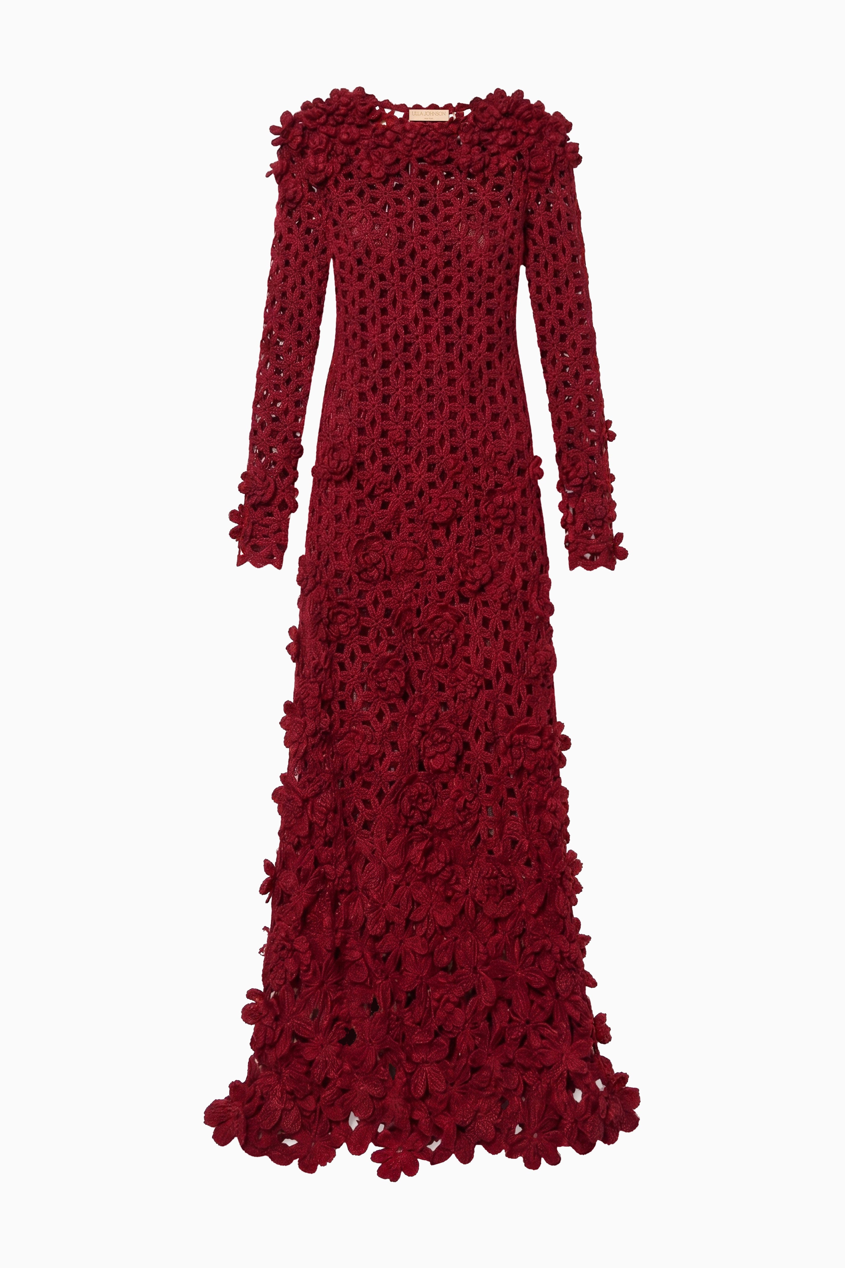 Ulla Johnson Astrid robe longue crochet mohair cerise