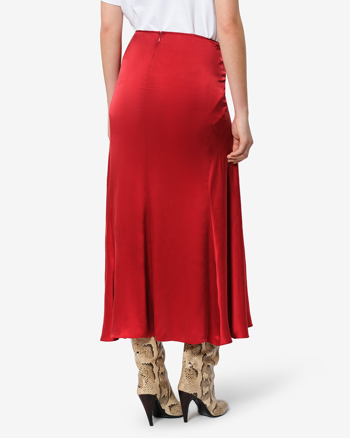 Isabel Marant Laren jupe midi soie rouge