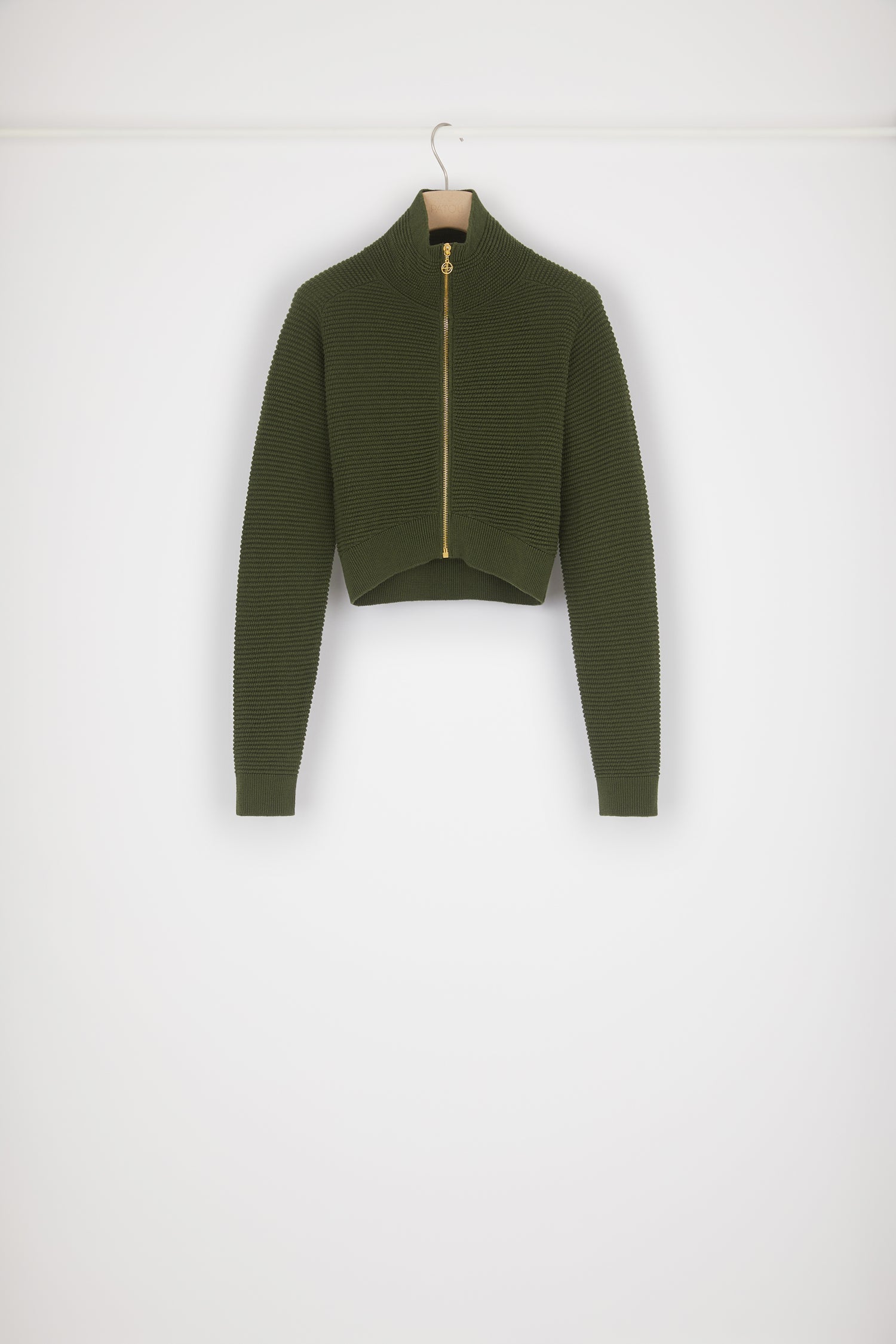 Patou H22KN097 blouson maille Khaki Green laine zip XS-XL