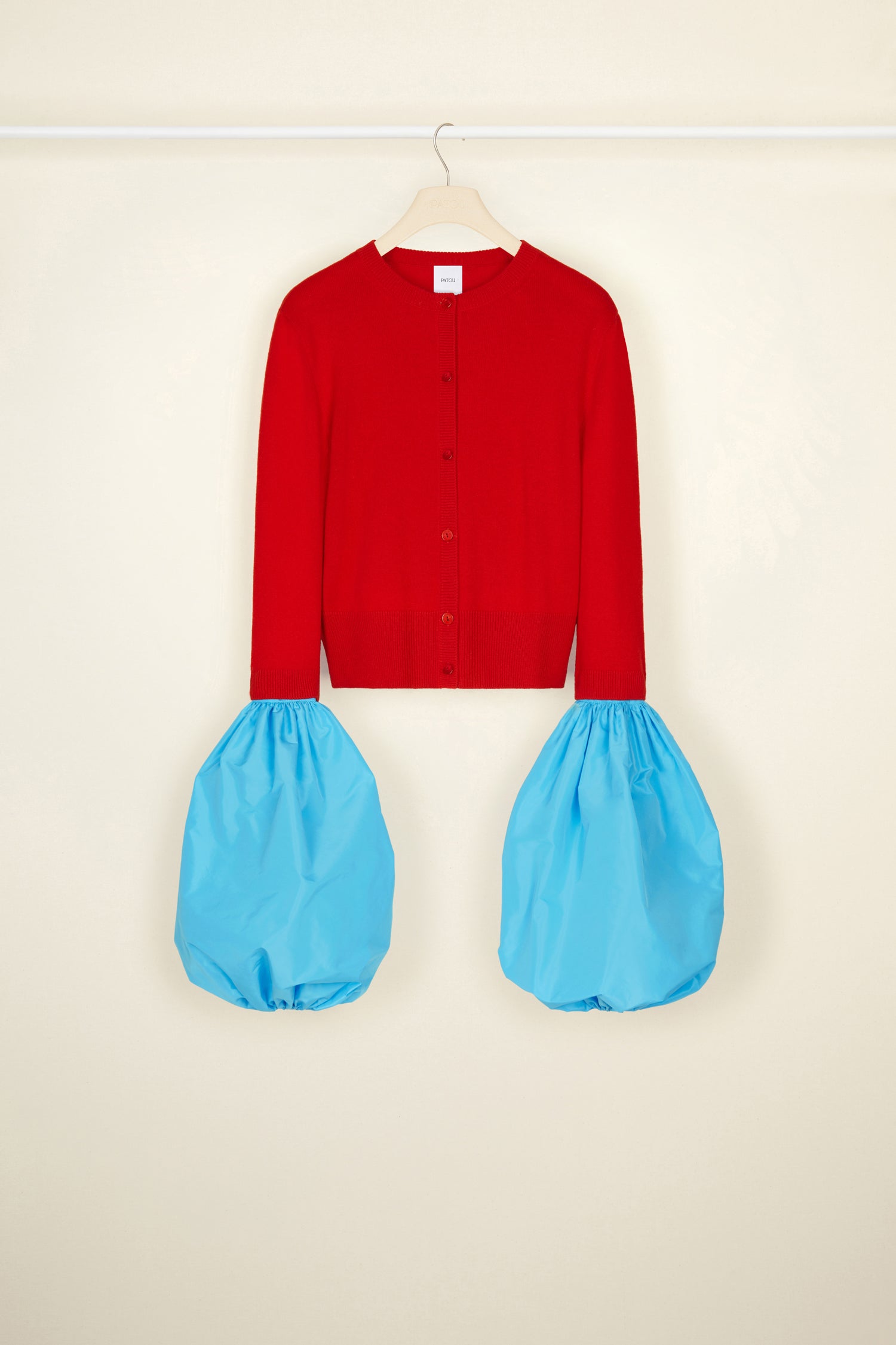 Patou KN055 Cardigan laine cachemire poppy court