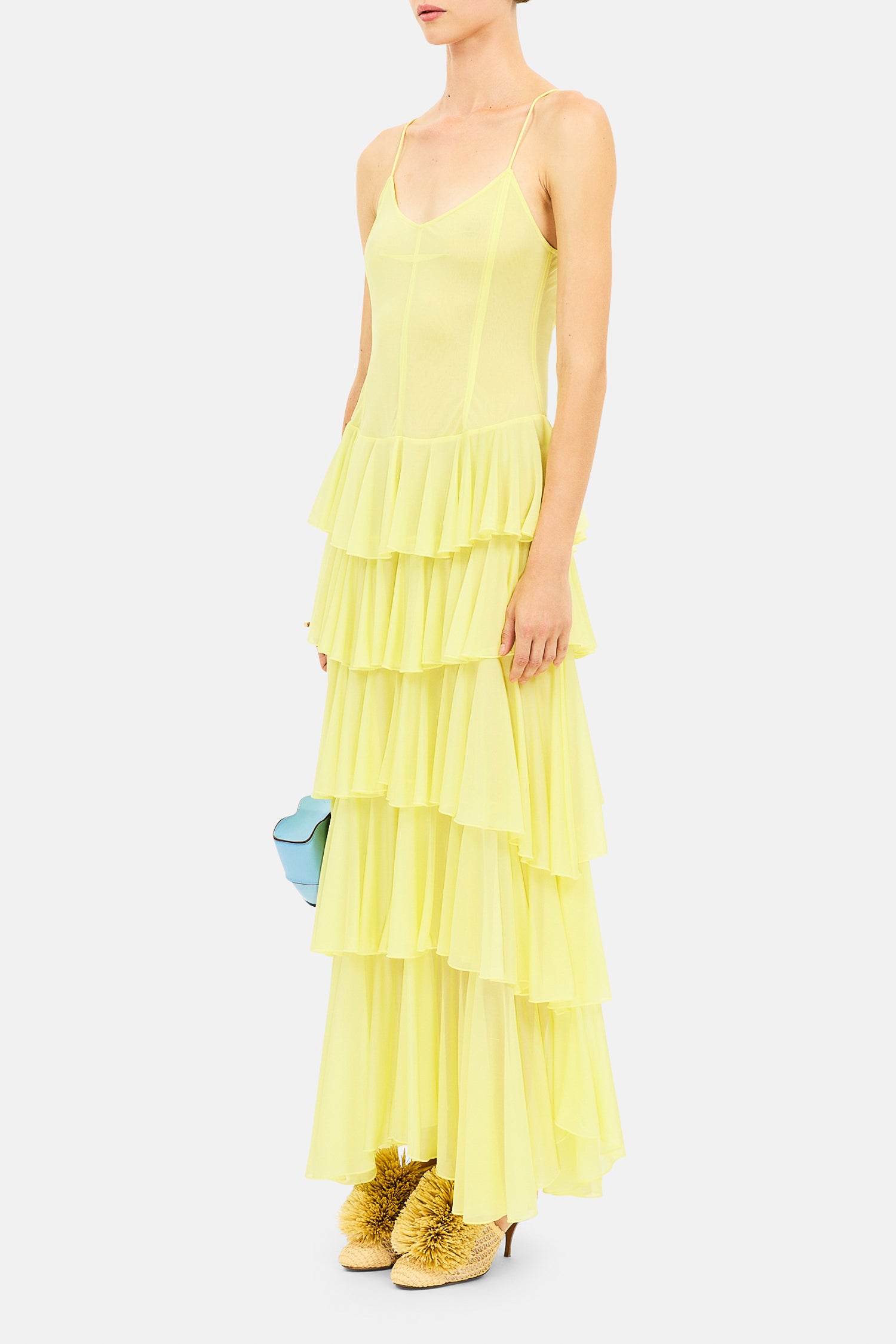 Ulla Johnson Estelle robe Citron jersey volants maxi