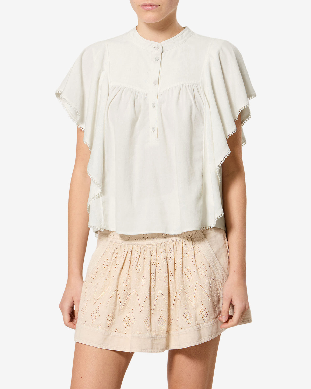 Isabel Marant Marlie Top Écru Lin Coupe Droite 36