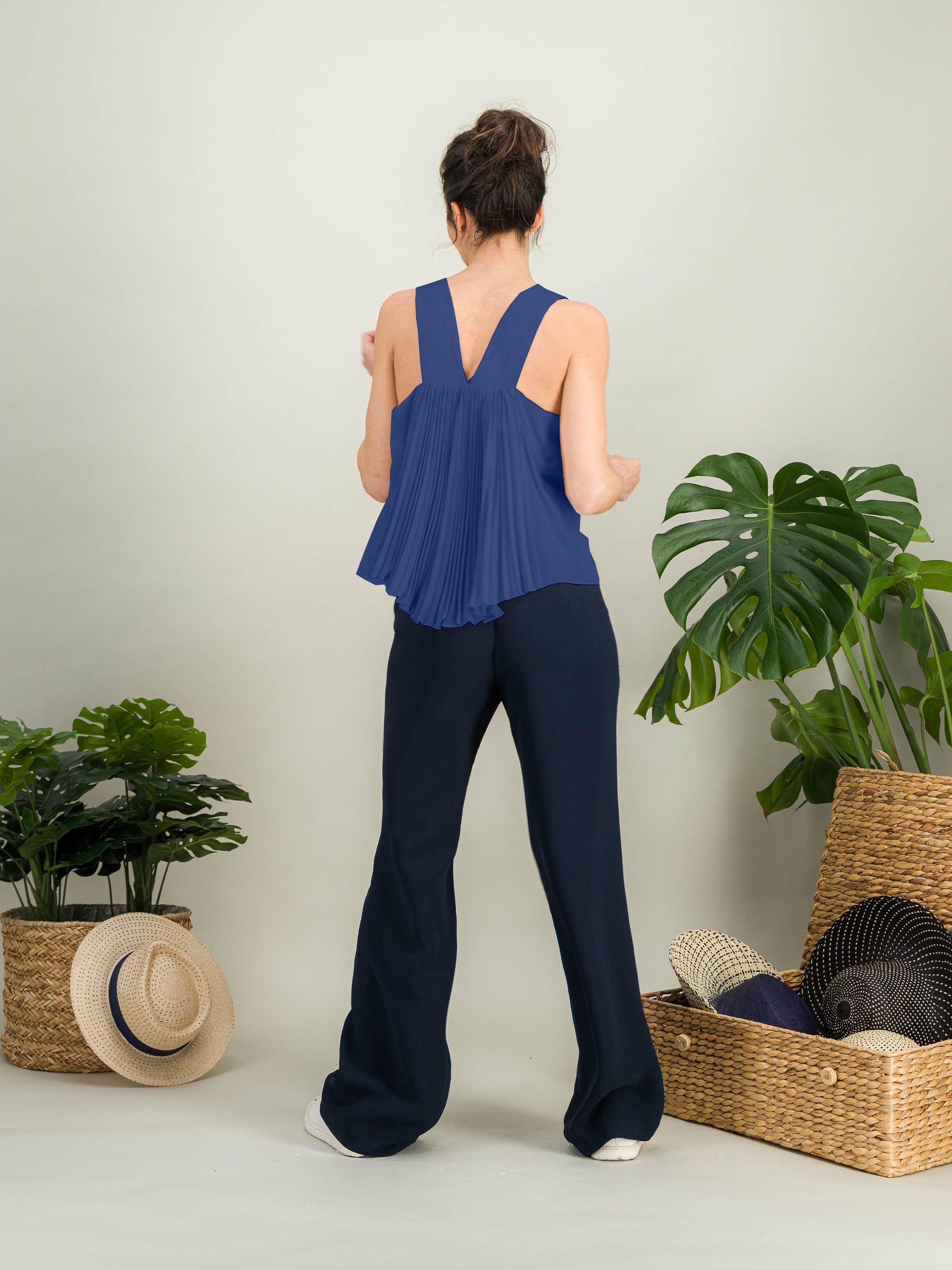 Anahide Saint André AMAYA top crêpe soie bleu azur 38