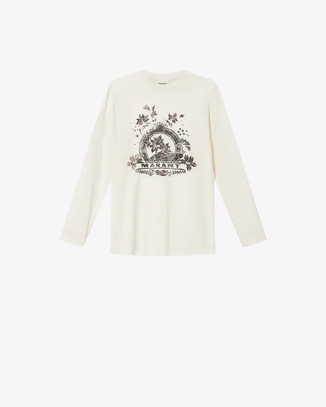 Isabel Marant Martine TS0245 t-shirt écru coton hibiscus
