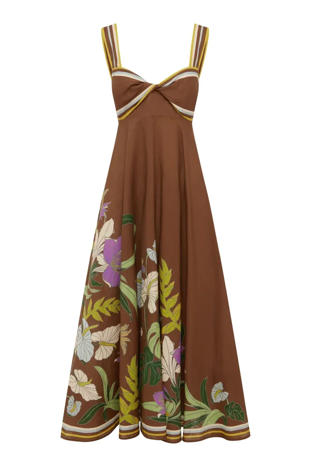 Alemaïs Alfie Twist Sundress robe midi lin fleuri