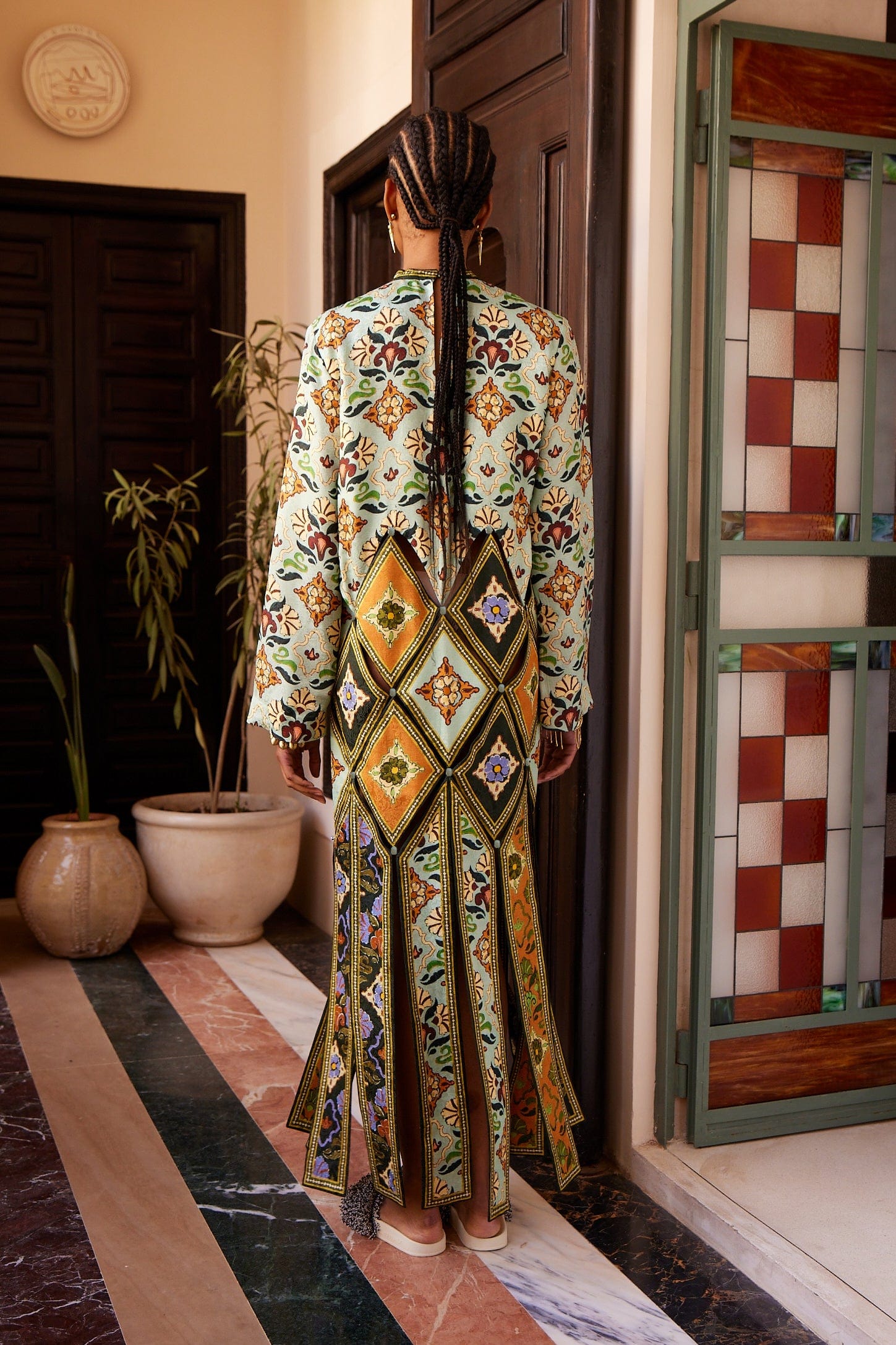 Alemäis Cece Spliced robe midi manches longues