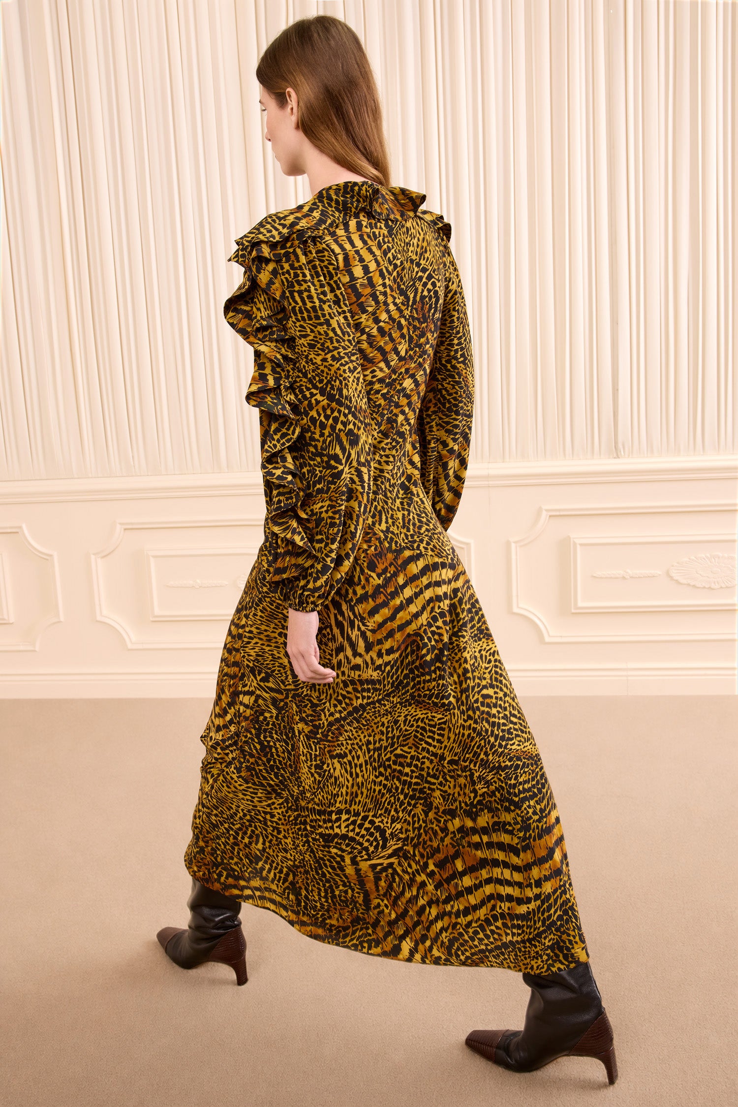 Ulla Johnson Dara robe soie jaune Wren volants