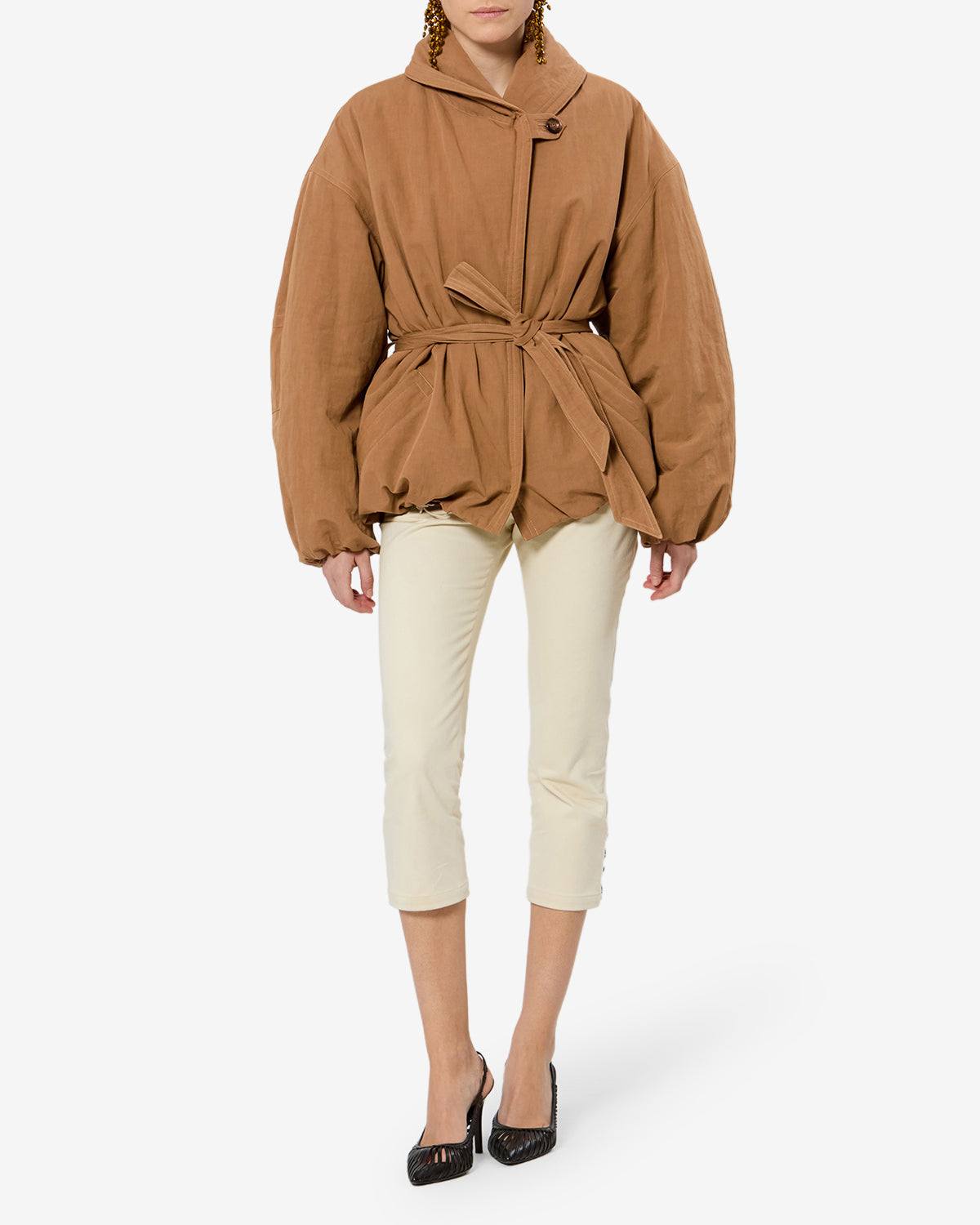Isabel Marant Volinda manteau ceinturé camel gabardine