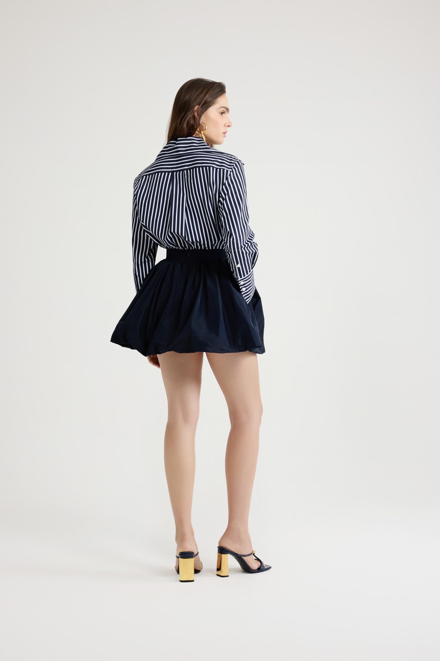Patou BL041 chemise ajustée popeline bio rayures marine 34-44