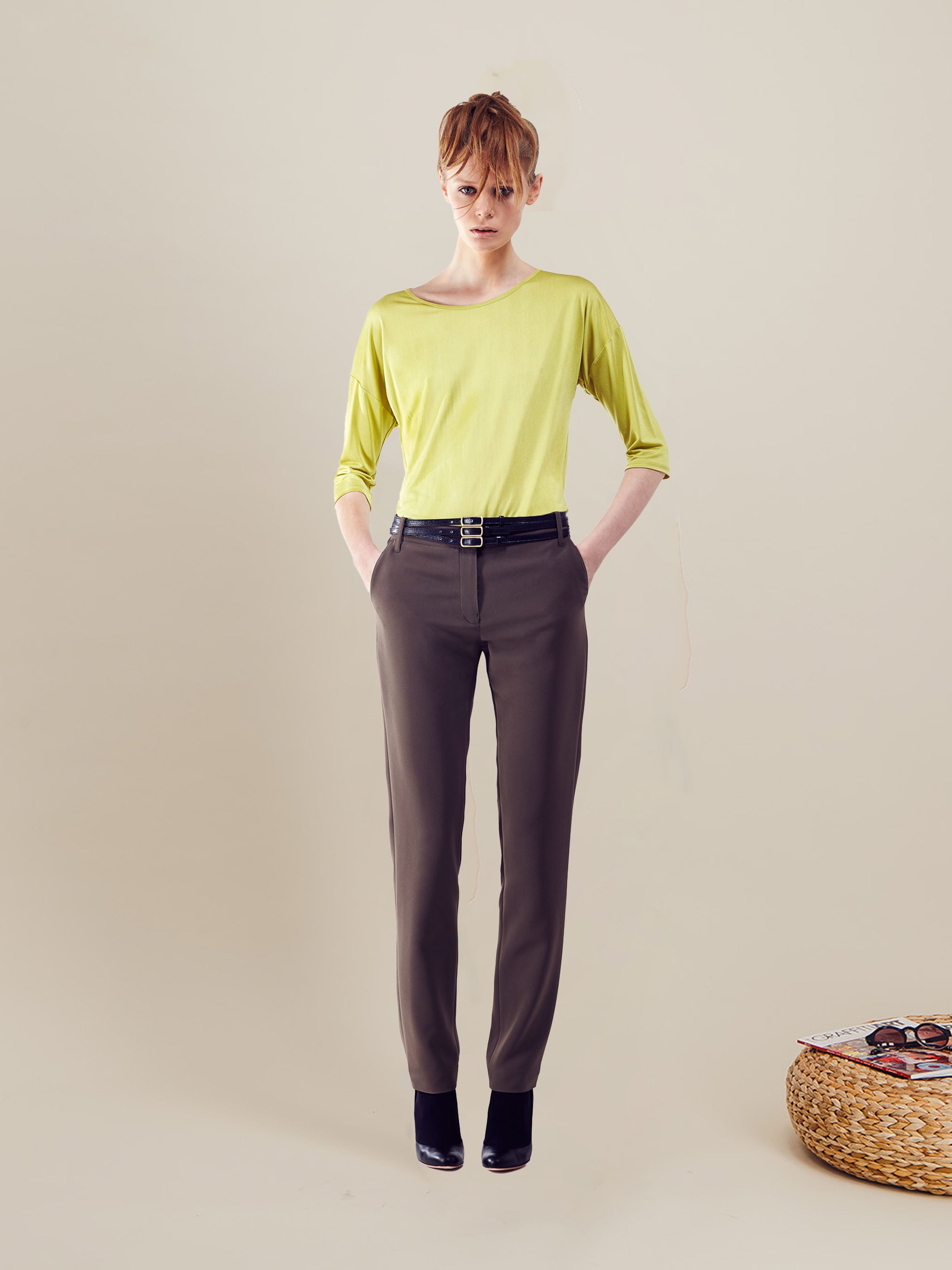 Anahide Saint André Zenith pantalon droit noir stretch
