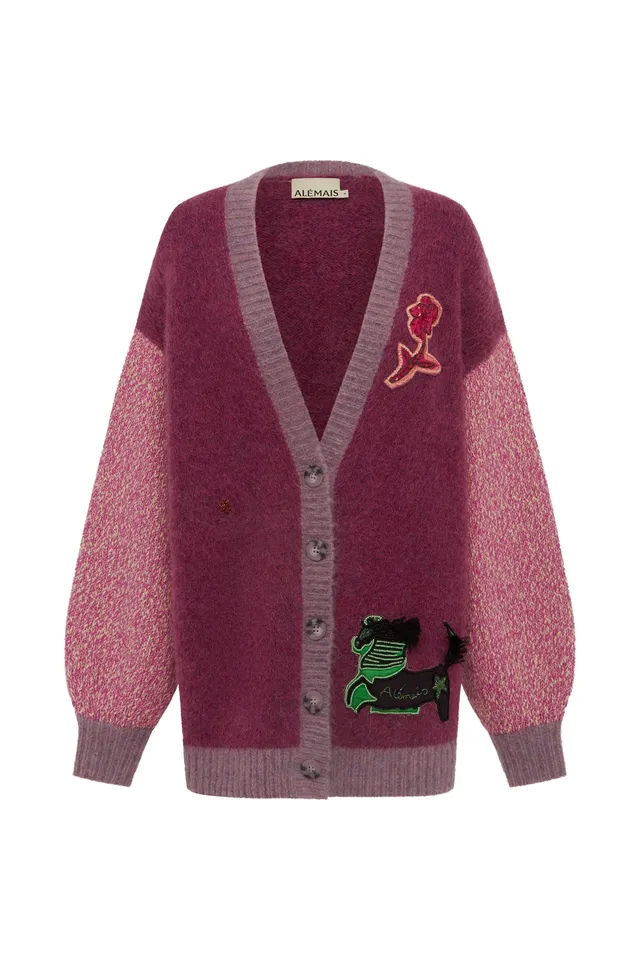 Alemäis Mlak cardigan maille mohair alpaga brodé