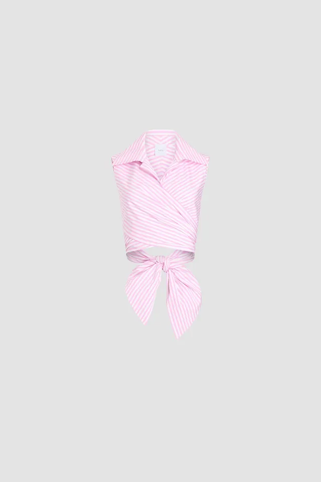 Patou P26TO16702485968 top rayé rose sans manches coton bio
