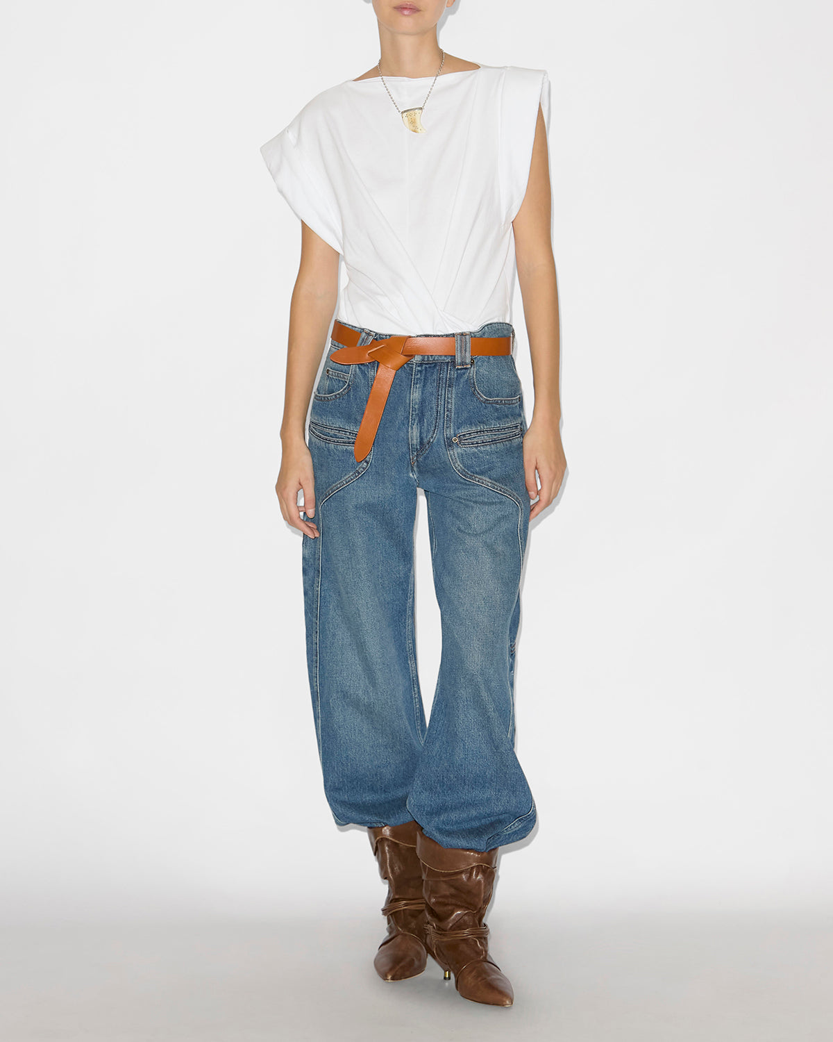 Isabel Marant Lecce ceinture cuir naturel à nouer