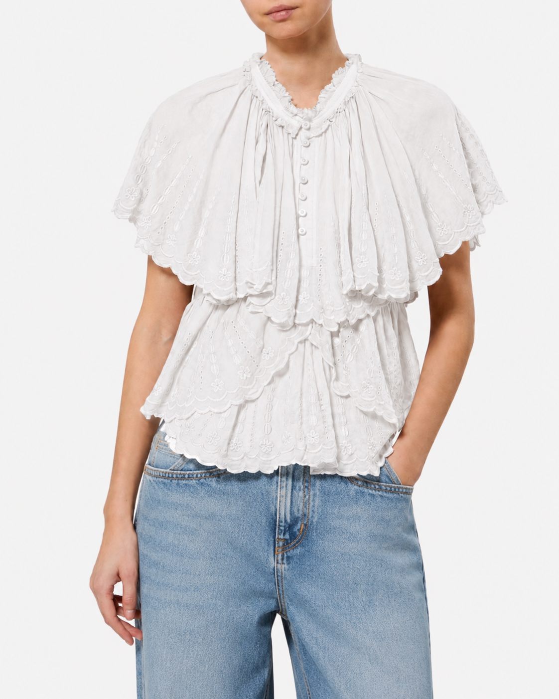 Isabel Marant Lorna top blanc broderie anglaise