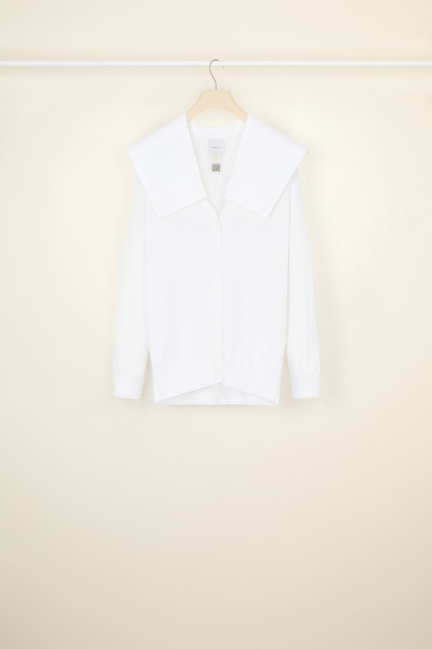 Patou KN071 gilet cardigan coton blanc oversize