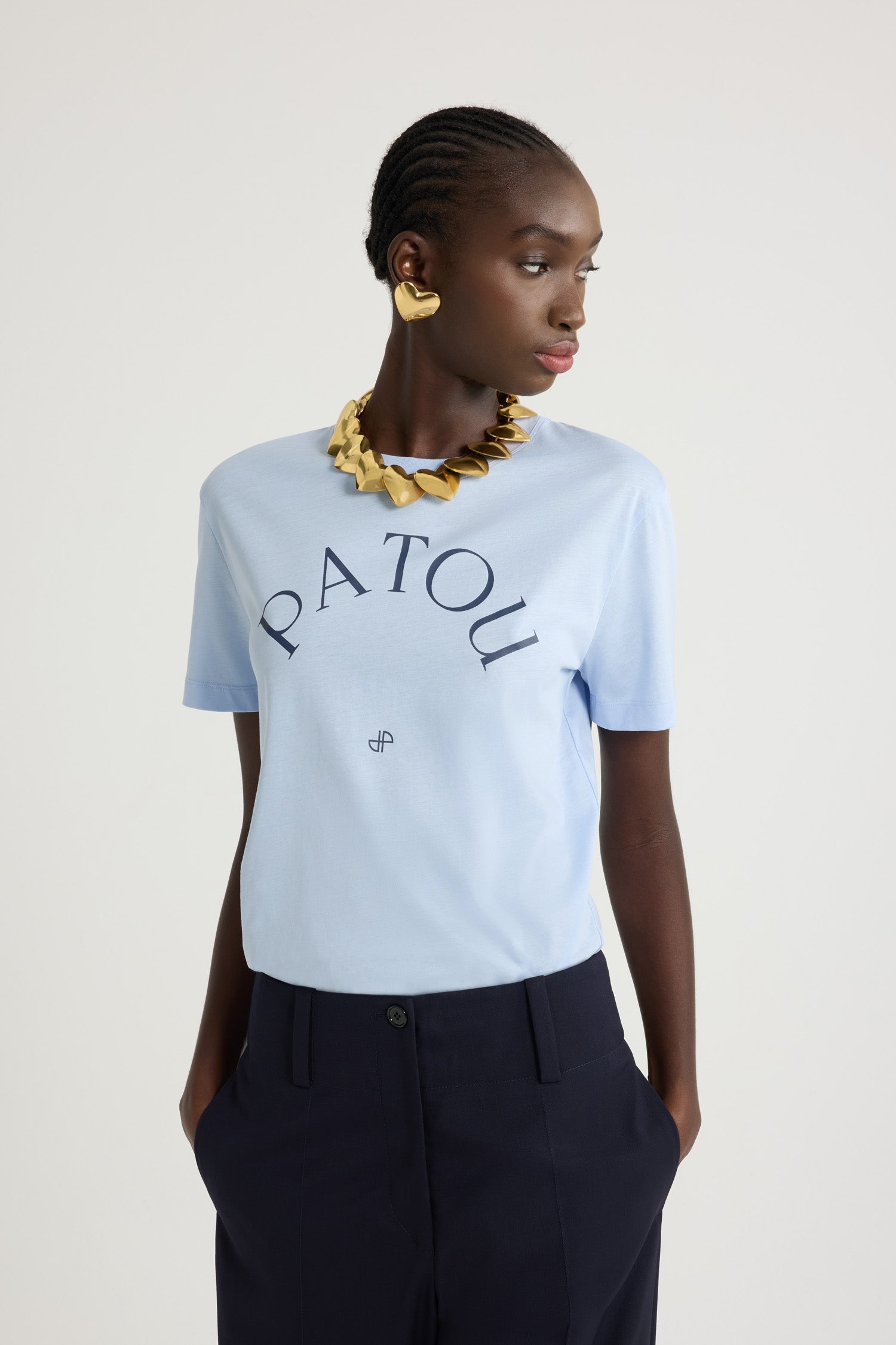 Patou JE1369999637B t-shirt coton bio bleu skylight logo
