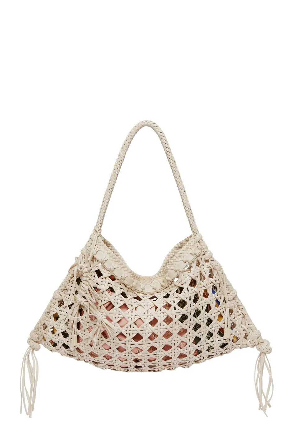 Alemäis Woven Leather Maxi Tote sac cuir tressé ivoire