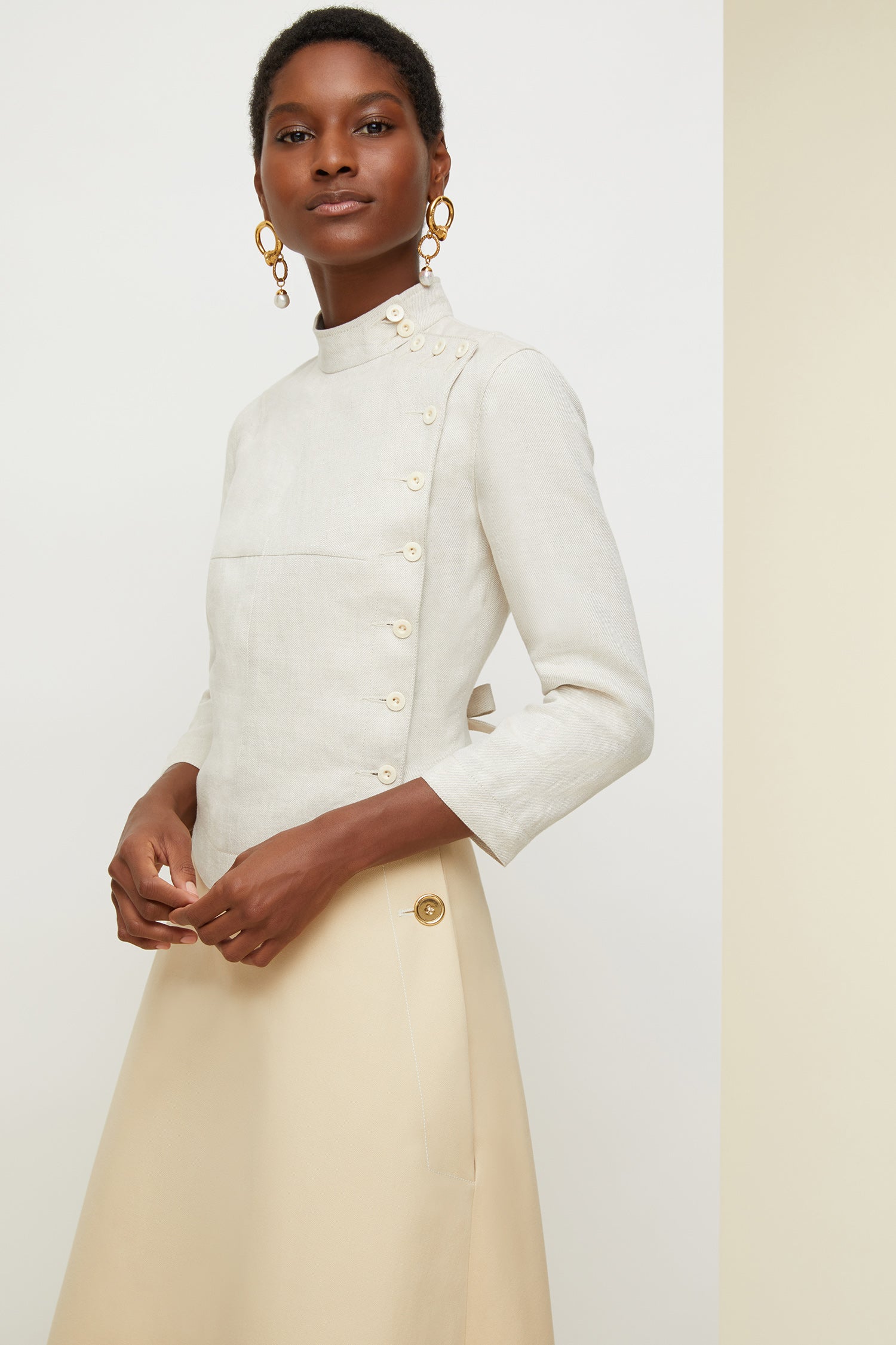 Patou Jackets veste OU002 P20OU002 crème lin courte