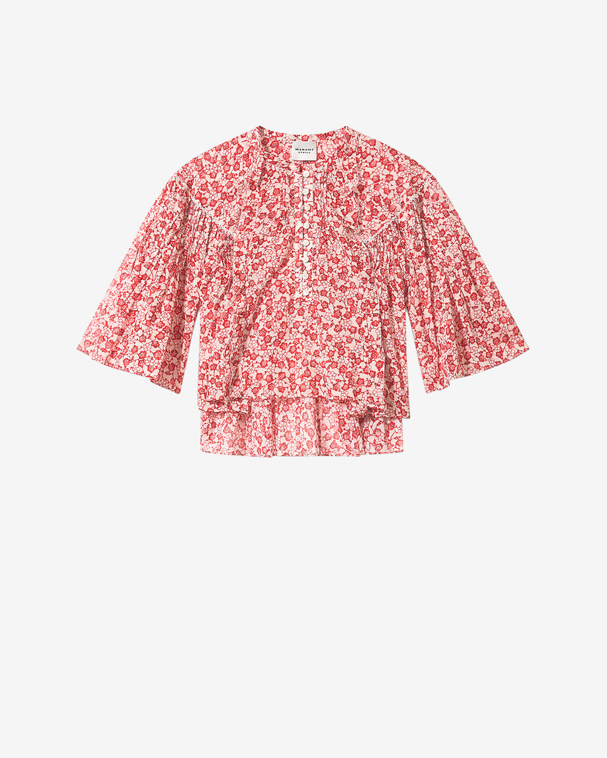 Isabel Marant Veelia top voile coton rouge coupe evasee