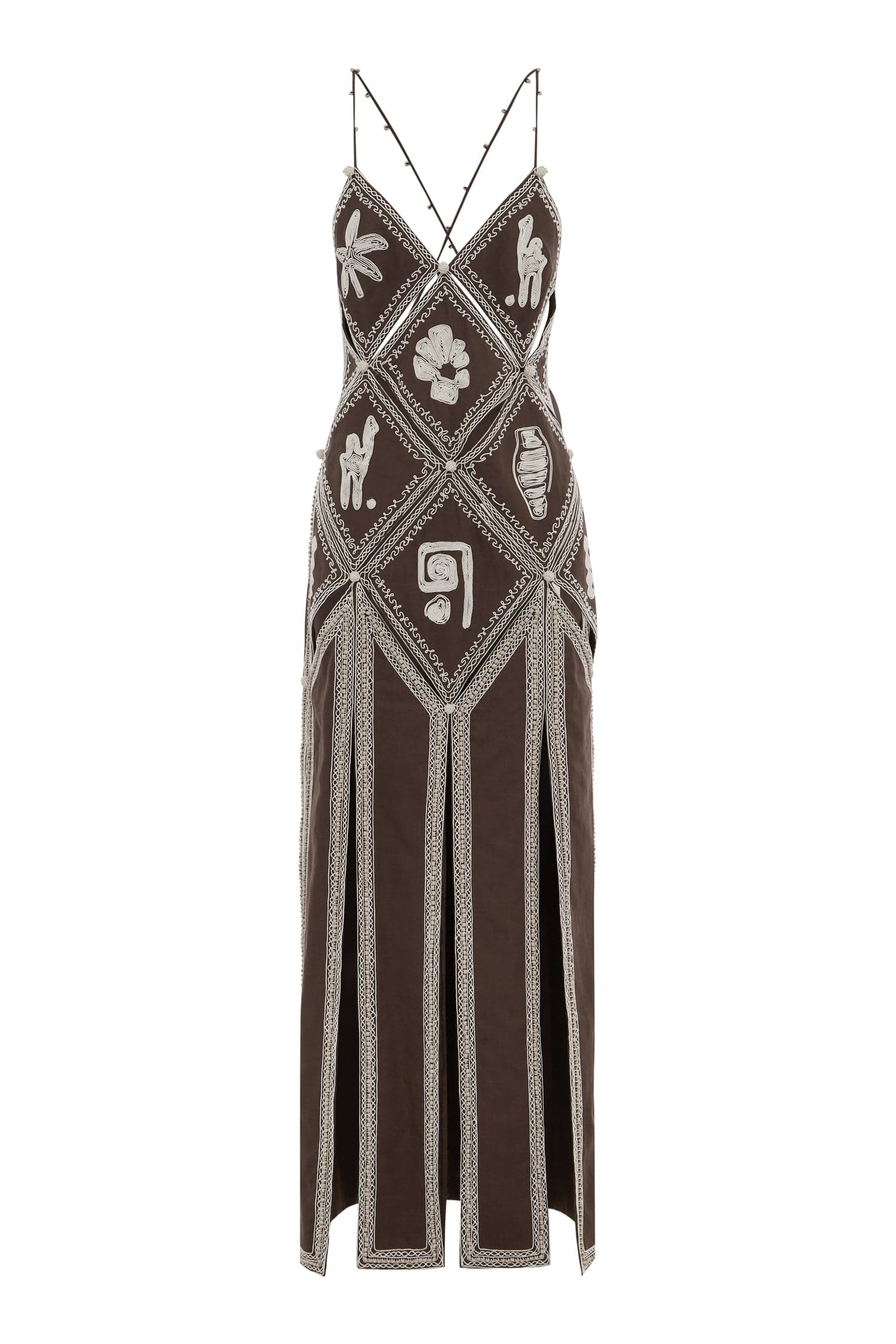 Alemaïs Leandra robe midi slip brodée ramie