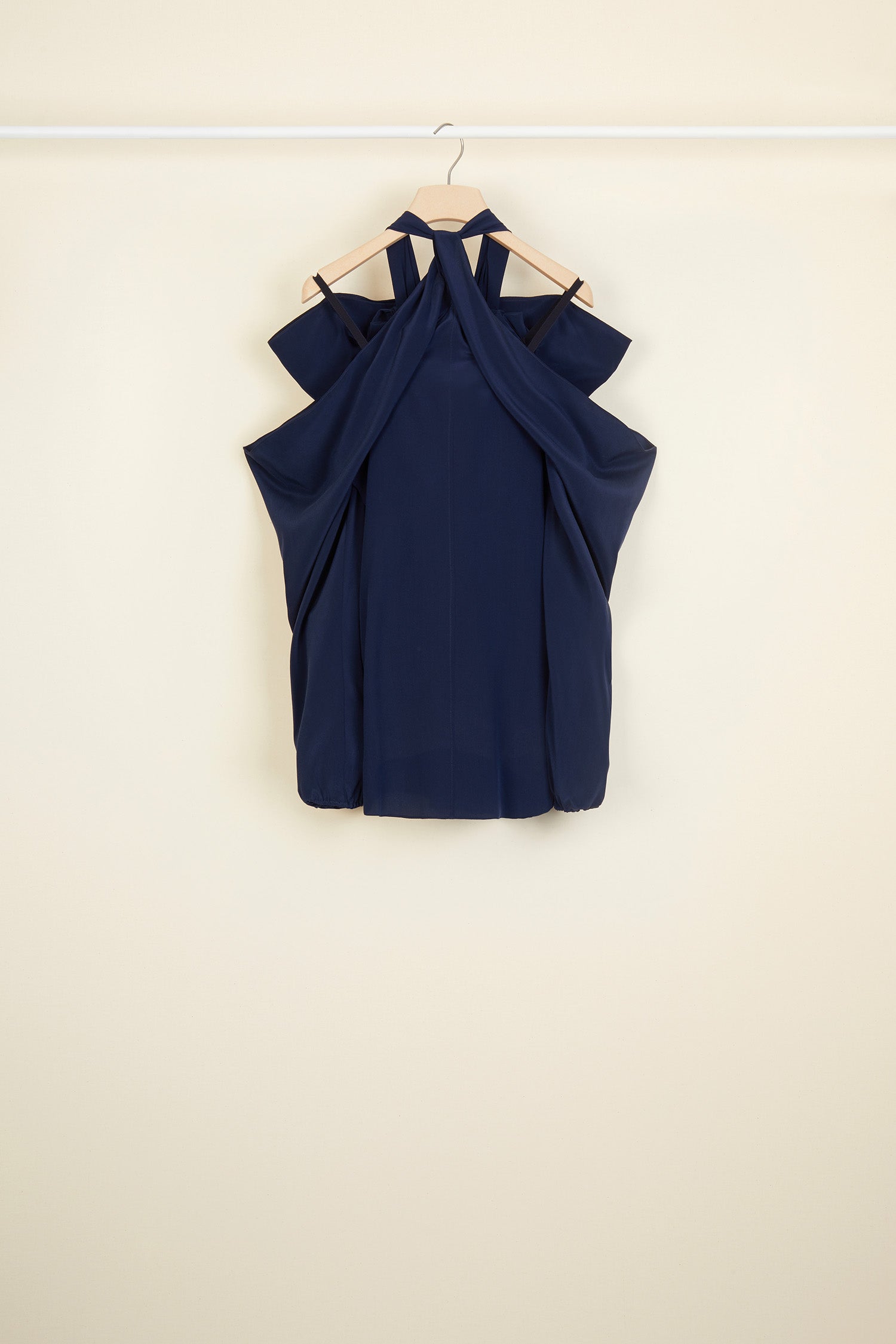 Patou Blouse Soie Épaules Dénudées Marine