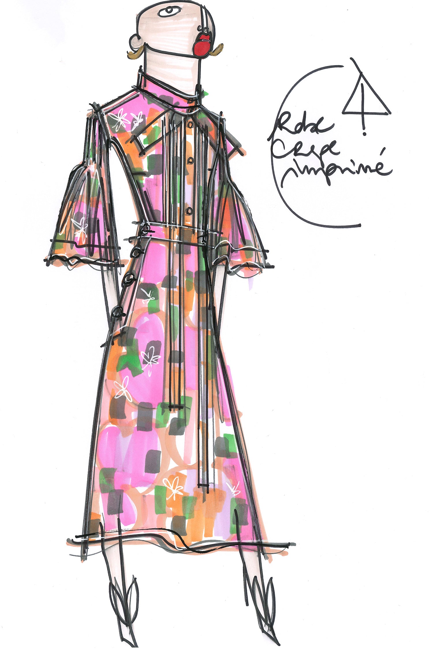 Patou DR055 robe midi viscose fleurs automne