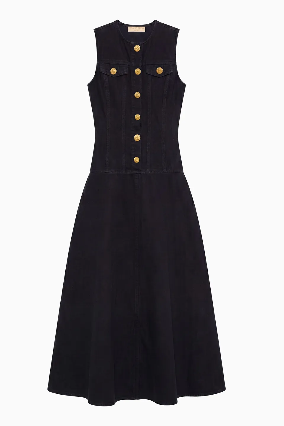 Ulla Johnson Odella robe jean noire midi coton