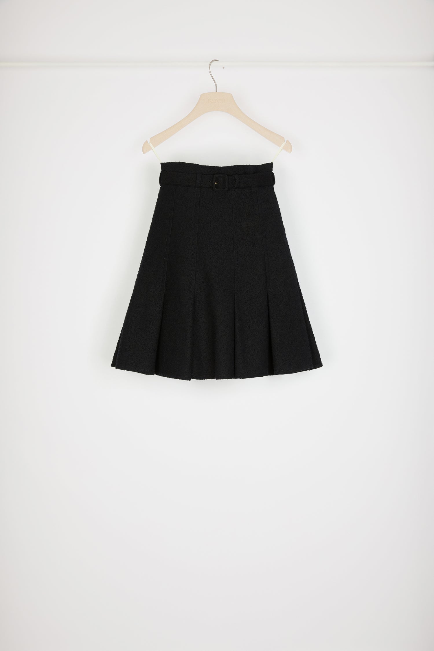 Patou jupe plissée taille haute tweed coton noir 34