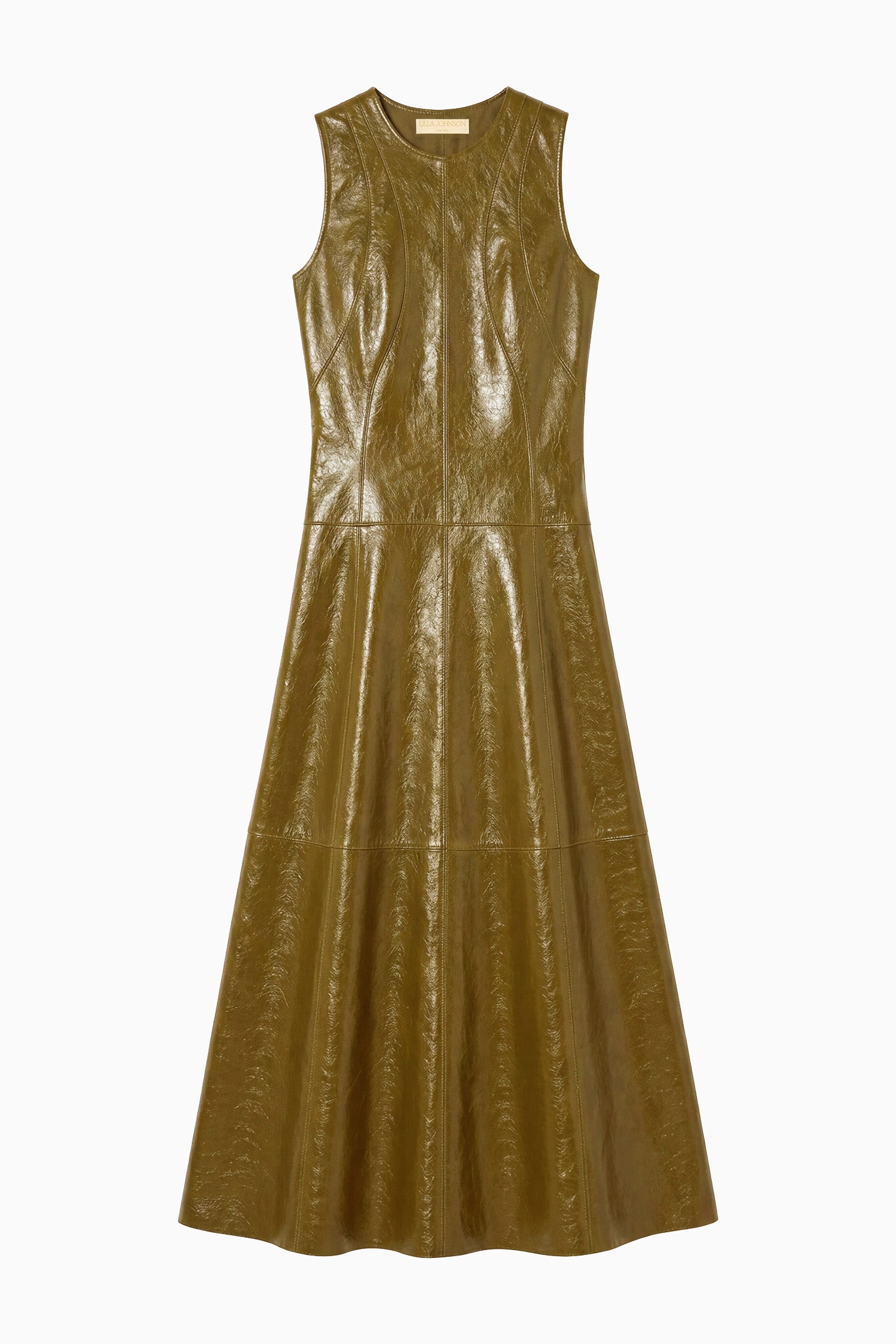 Ulla Johnson Juliette FA260155 robe cuir Lichen midi