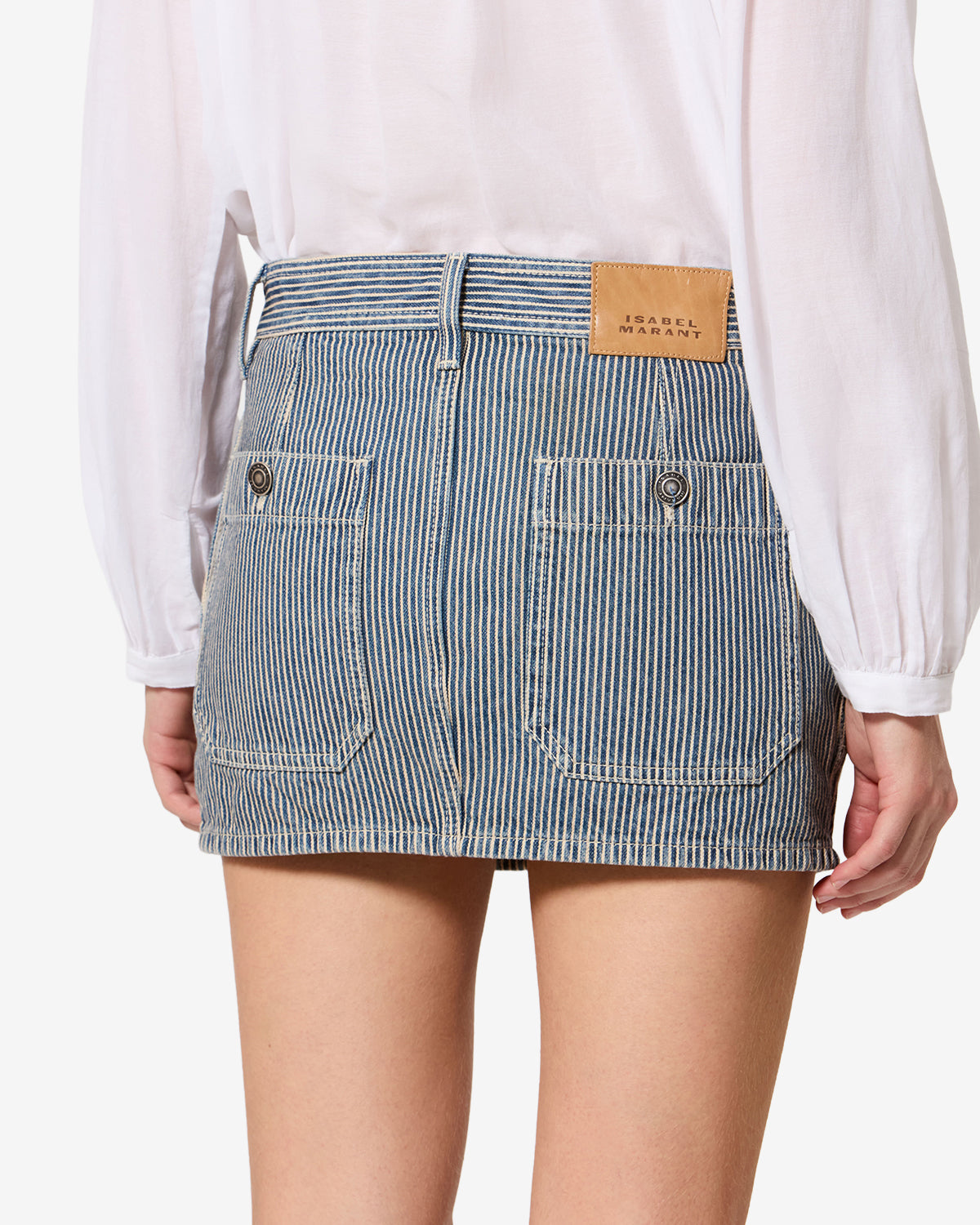 Isabel Marant Estera JU0506FA jupe mini bleu-blanc coton