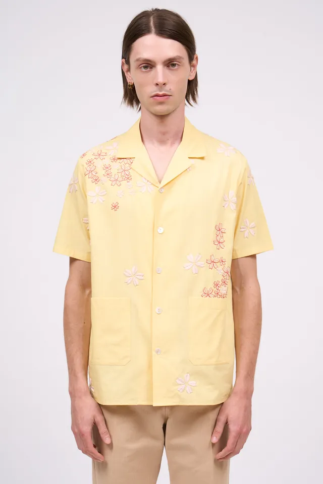 Paul & Joe Barclay chemise manches courtes coton brodé jaune