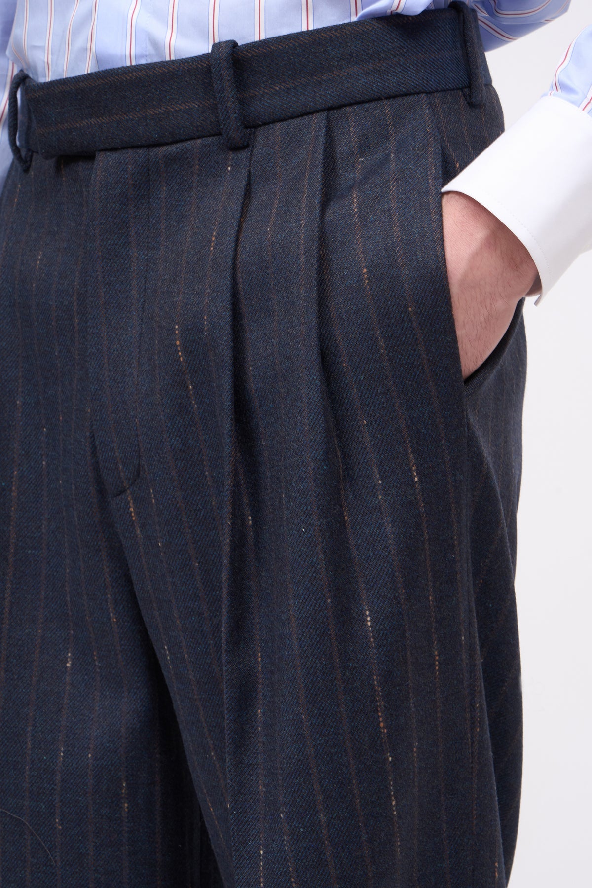 Paul & Joe Raphaël pantalon plis twill laine rayée