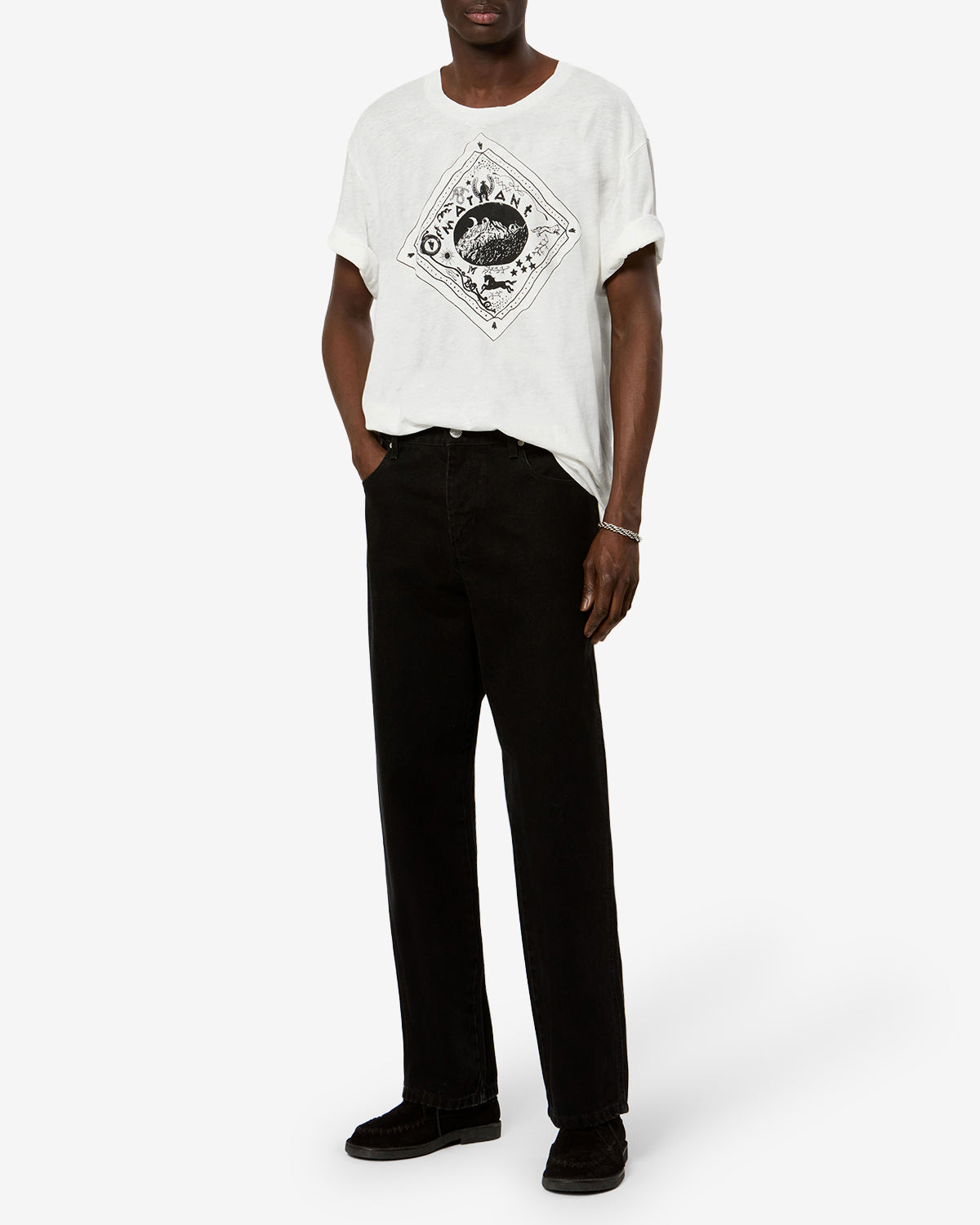 Isabel Marant Hiroe TS0338HA t-shirt écru coton Rodéo