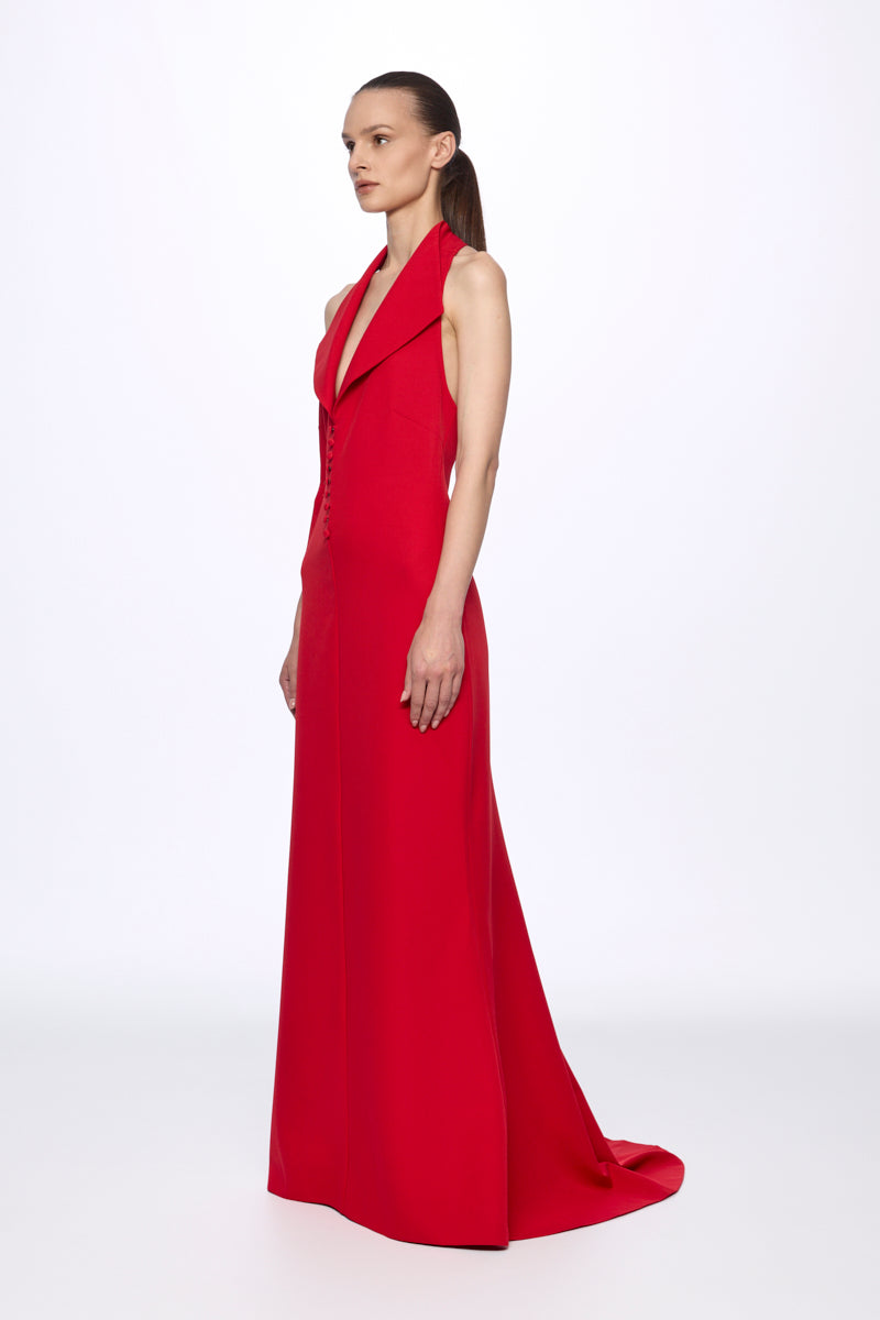 ATU Body Couture robe maxi rouge licou boutons S