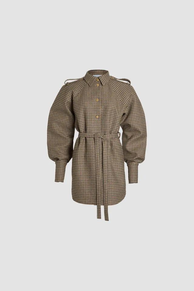 Patou DR153 mini robe chemise pied-de-poule
