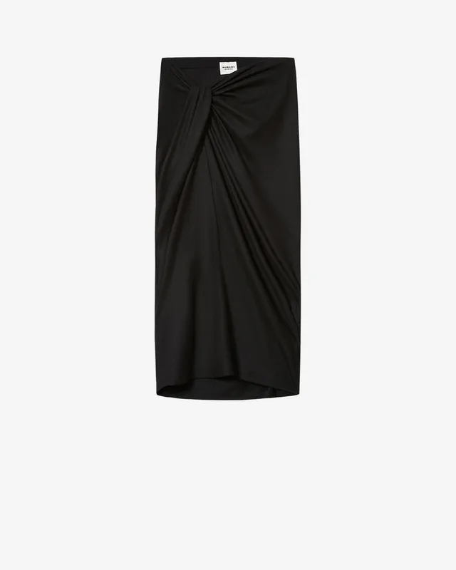 Isabel Marant Jeldia jupe midi noire jersey drapée