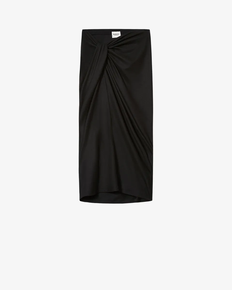 Isabel Marant Jeldia jupe midi noire jersey drapée