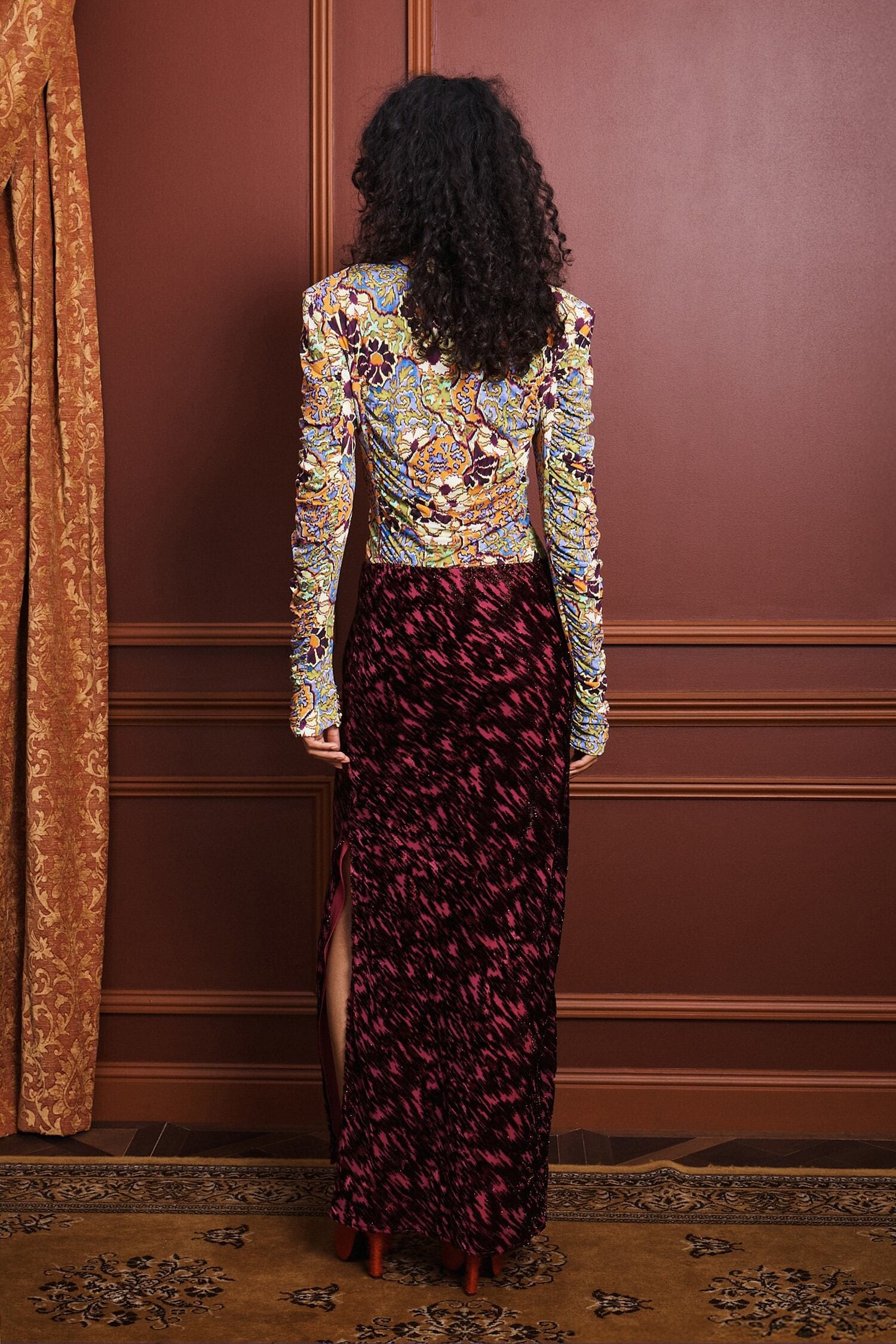 Alemaïs Jimi jupe maxi velours métallisé taille 6 UK