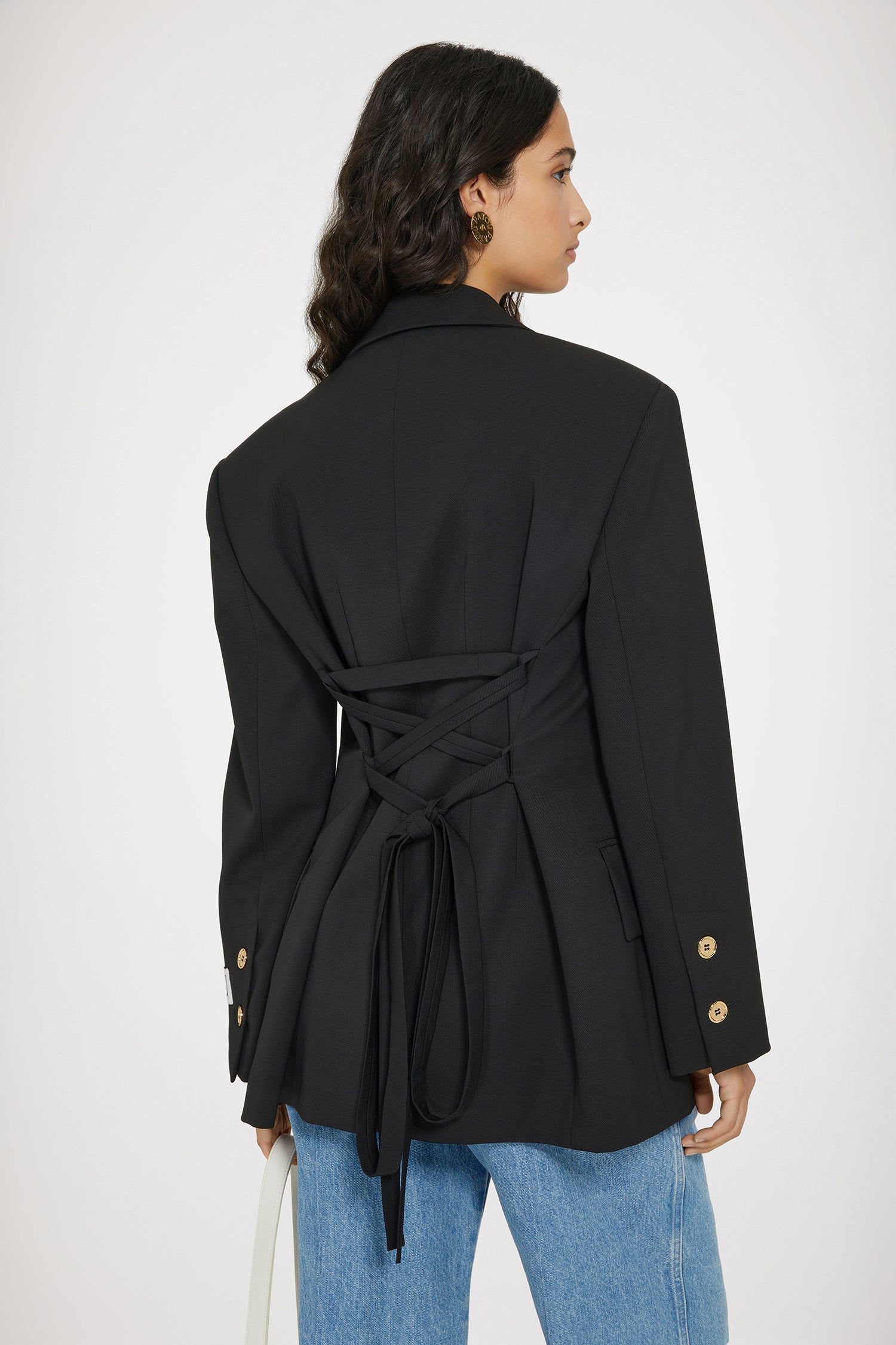 Patou JA0380103999B veste noire ceinturée oversize