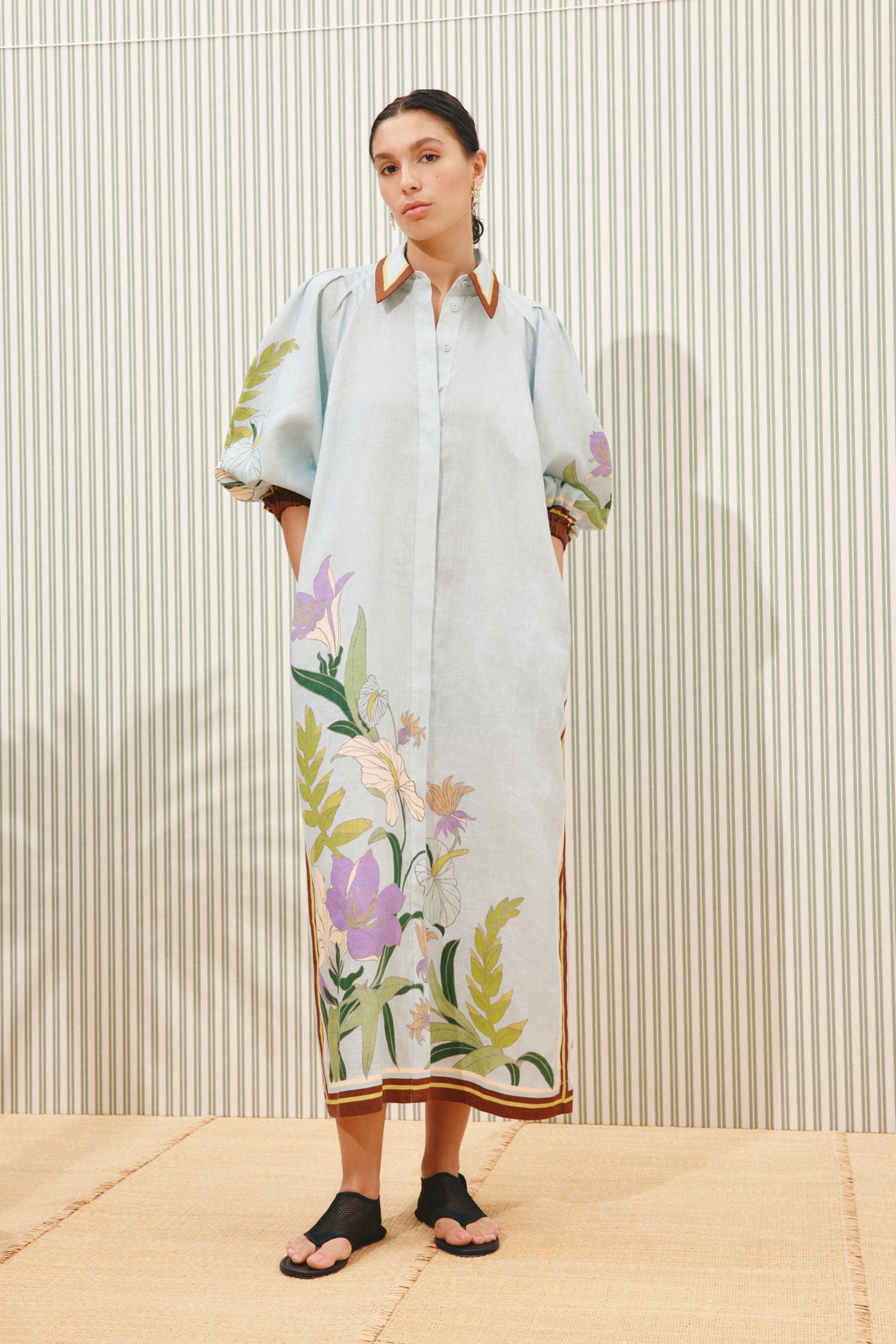 Alemäis Alfie robe chemise midi en lin à poches