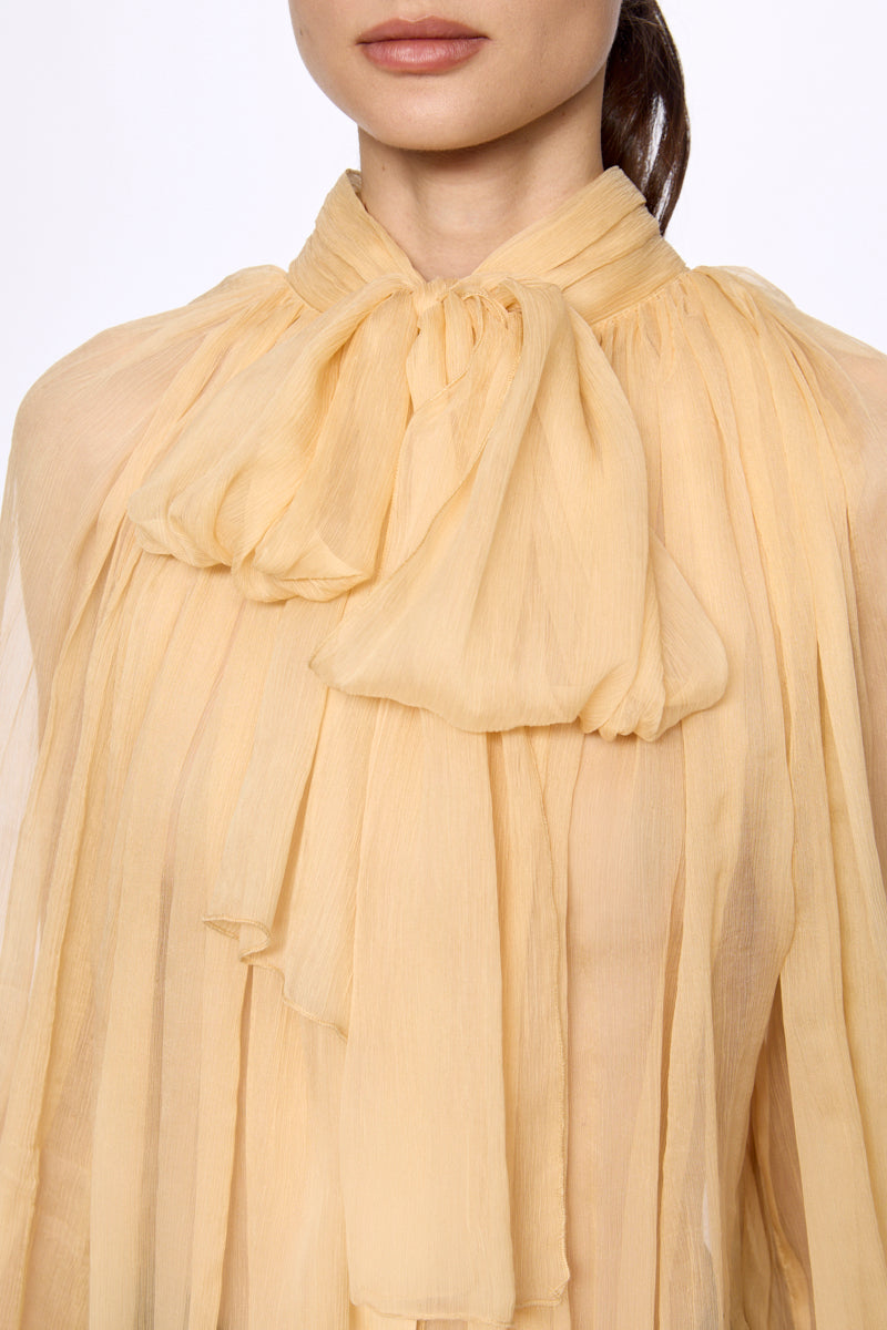 ATU Body Couture Yellow Gold Silk Chiffon Shirt chemise