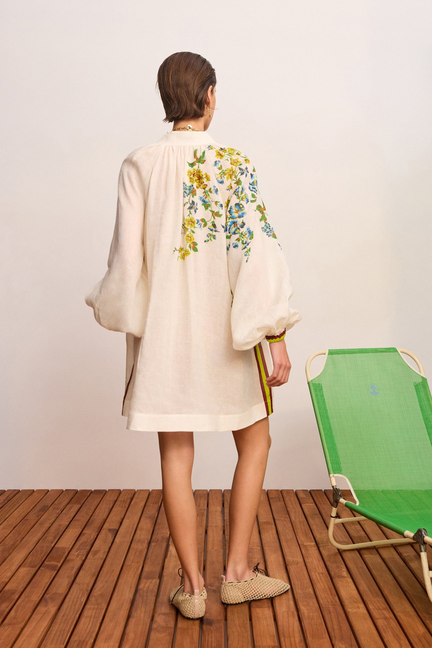 Alemäis Phyllis robe mini tunique ramie à fleurs