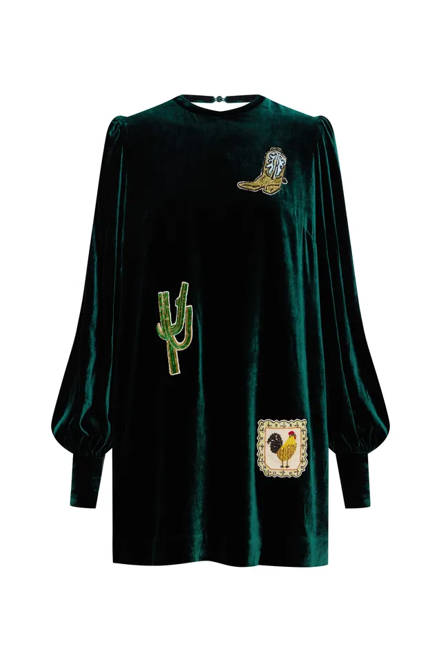 Alemaïs Earle Embellished Mini Dress robe velours brodé
