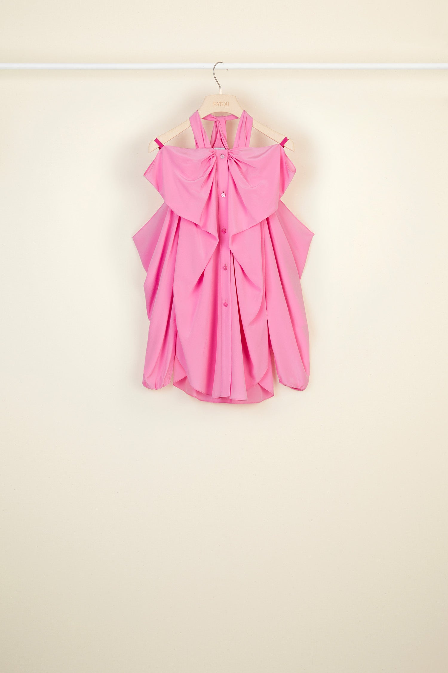 Patou H20BL0040013420P blouse soie rose Pivoine épaules dénudées