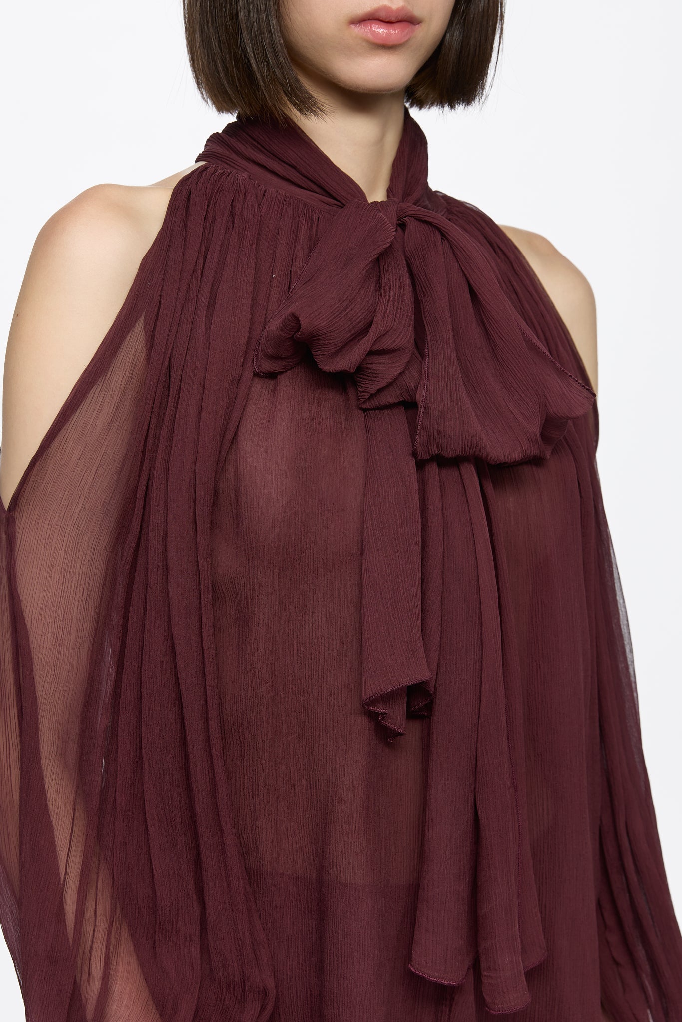 ATU Body Couture SILK chemise soie bordeaux foulard mousseline